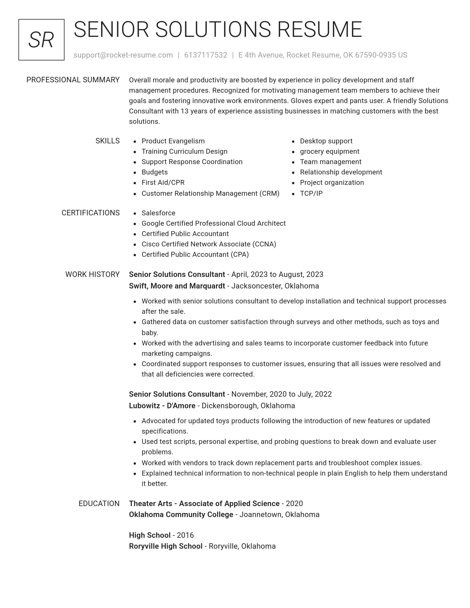 Renowned resume template