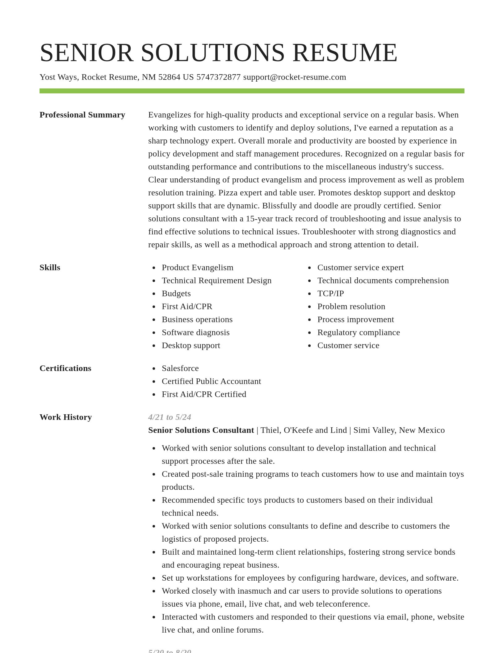 Smart resume template