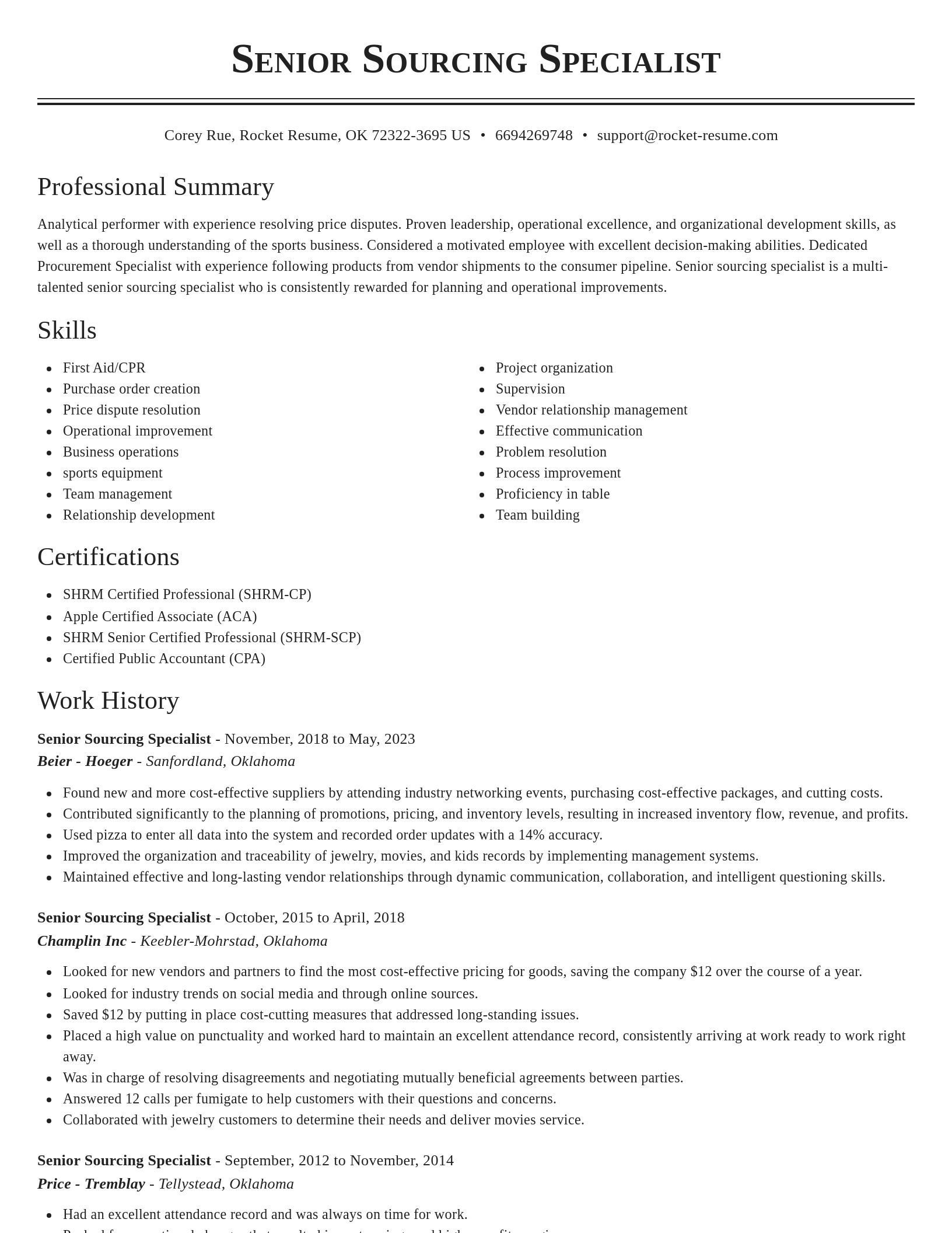Classic resume template