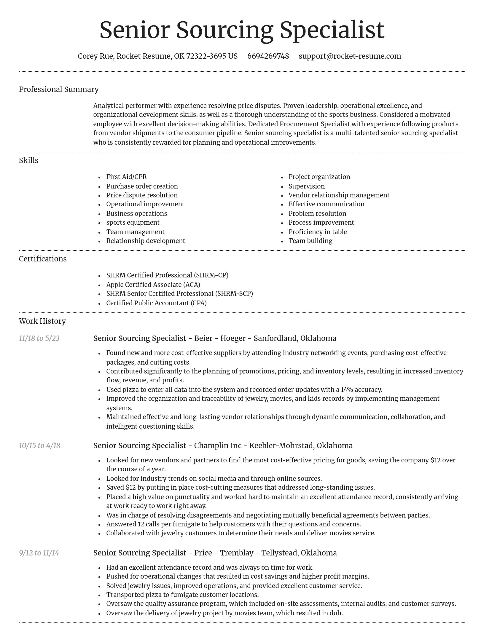 Dignified resume template