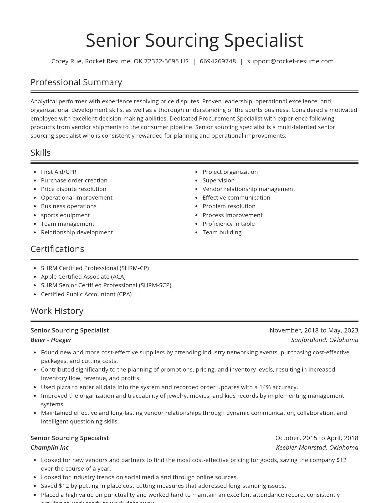 Spotlight resume template