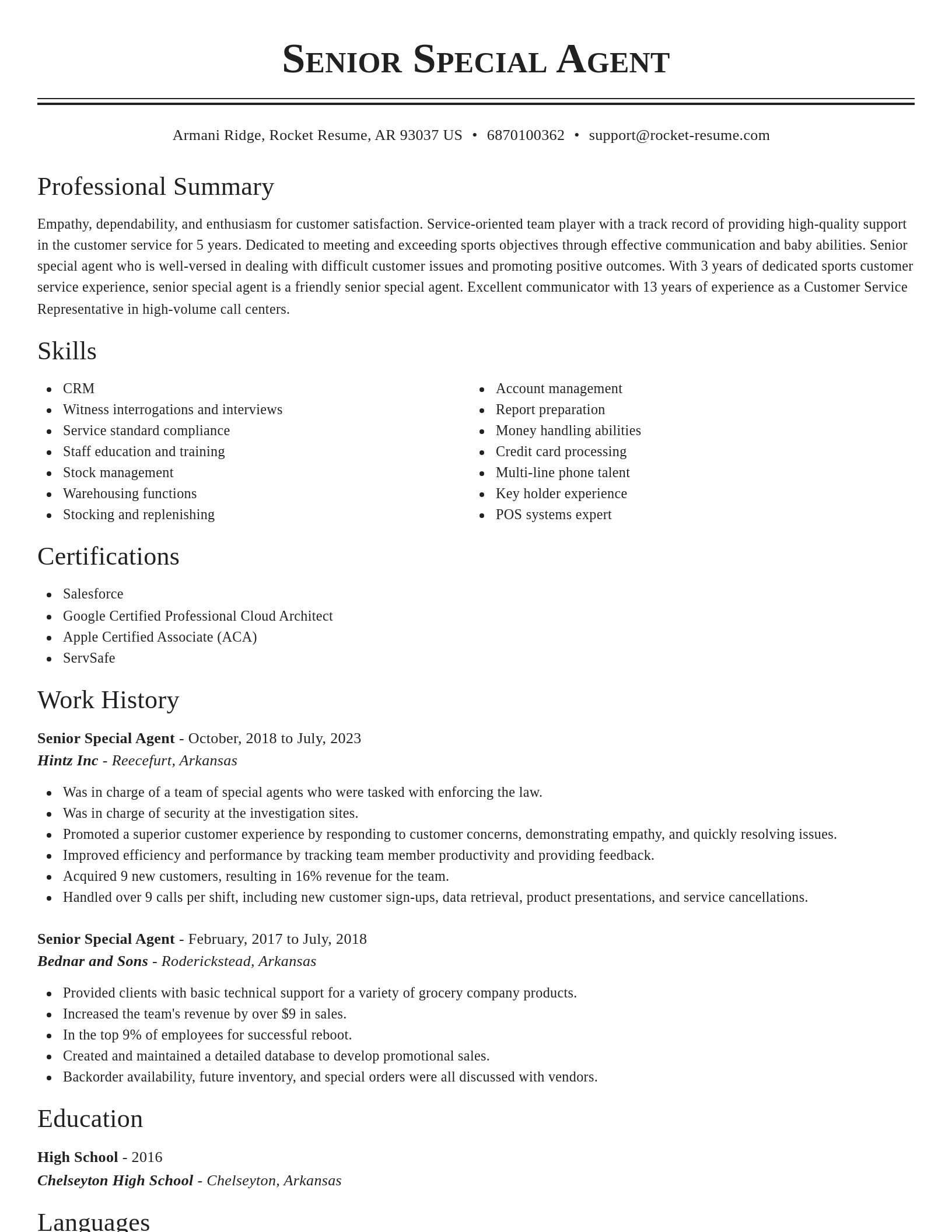 Classic resume template