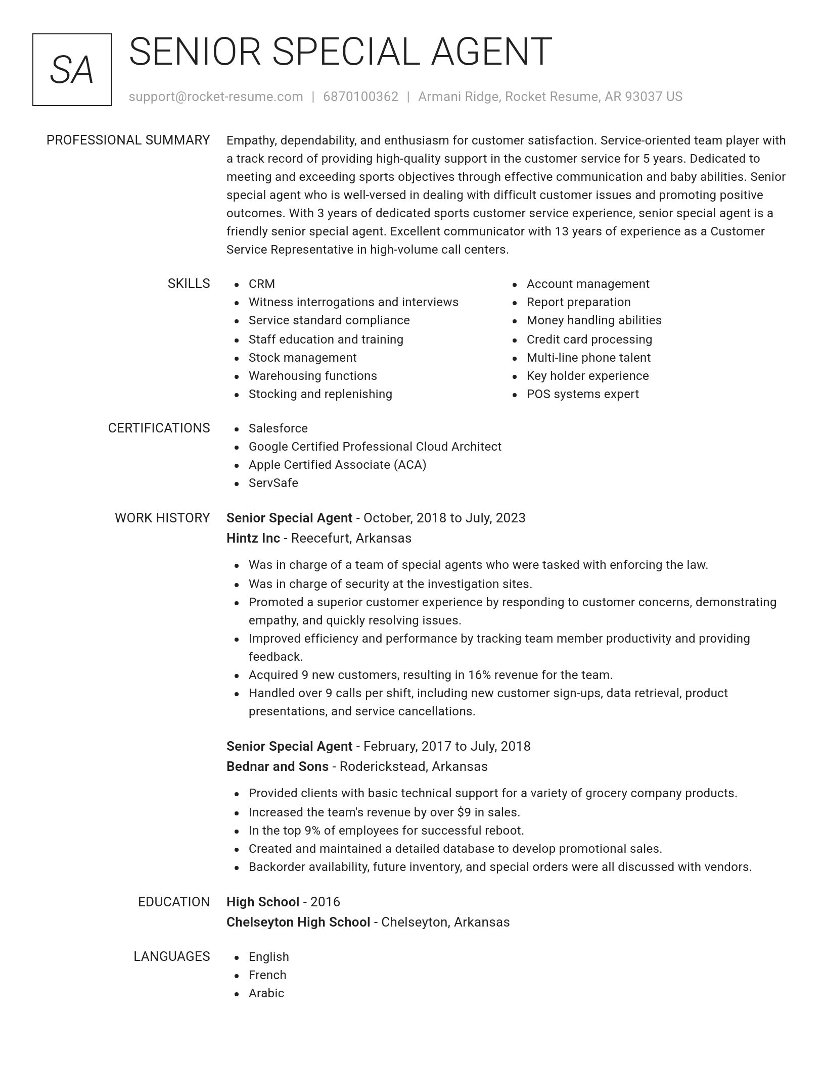 Renowned resume template
