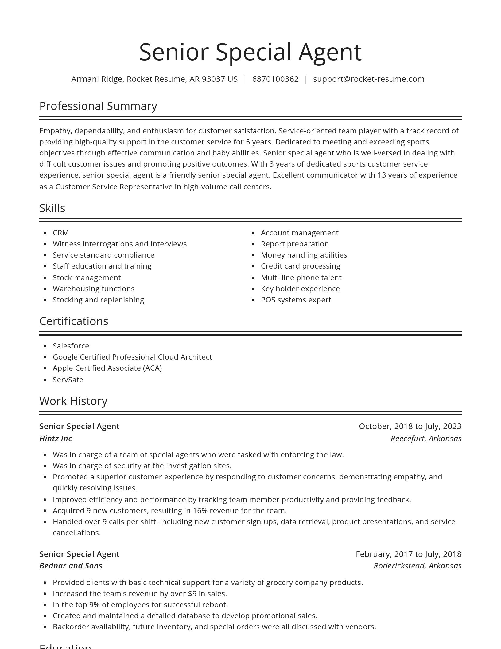 Spotlight resume template