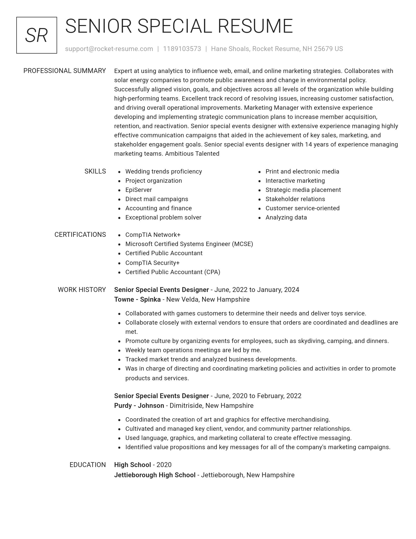 Renowned resume template