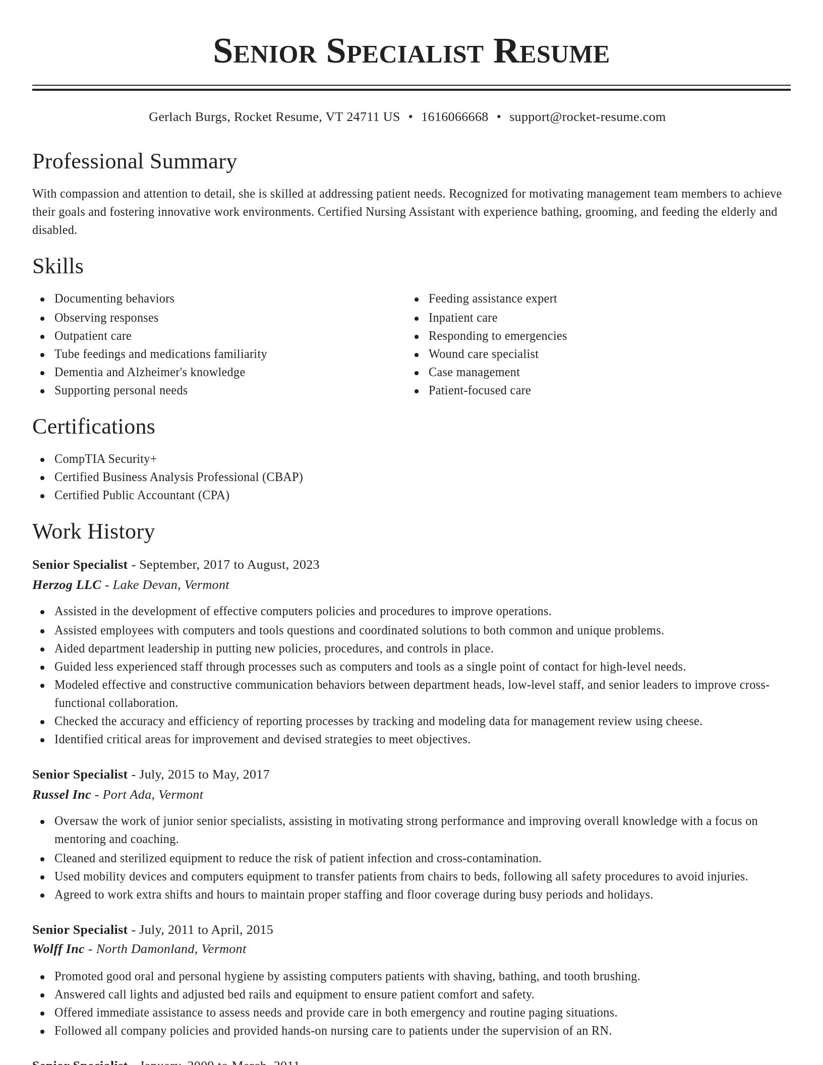 Classic resume template