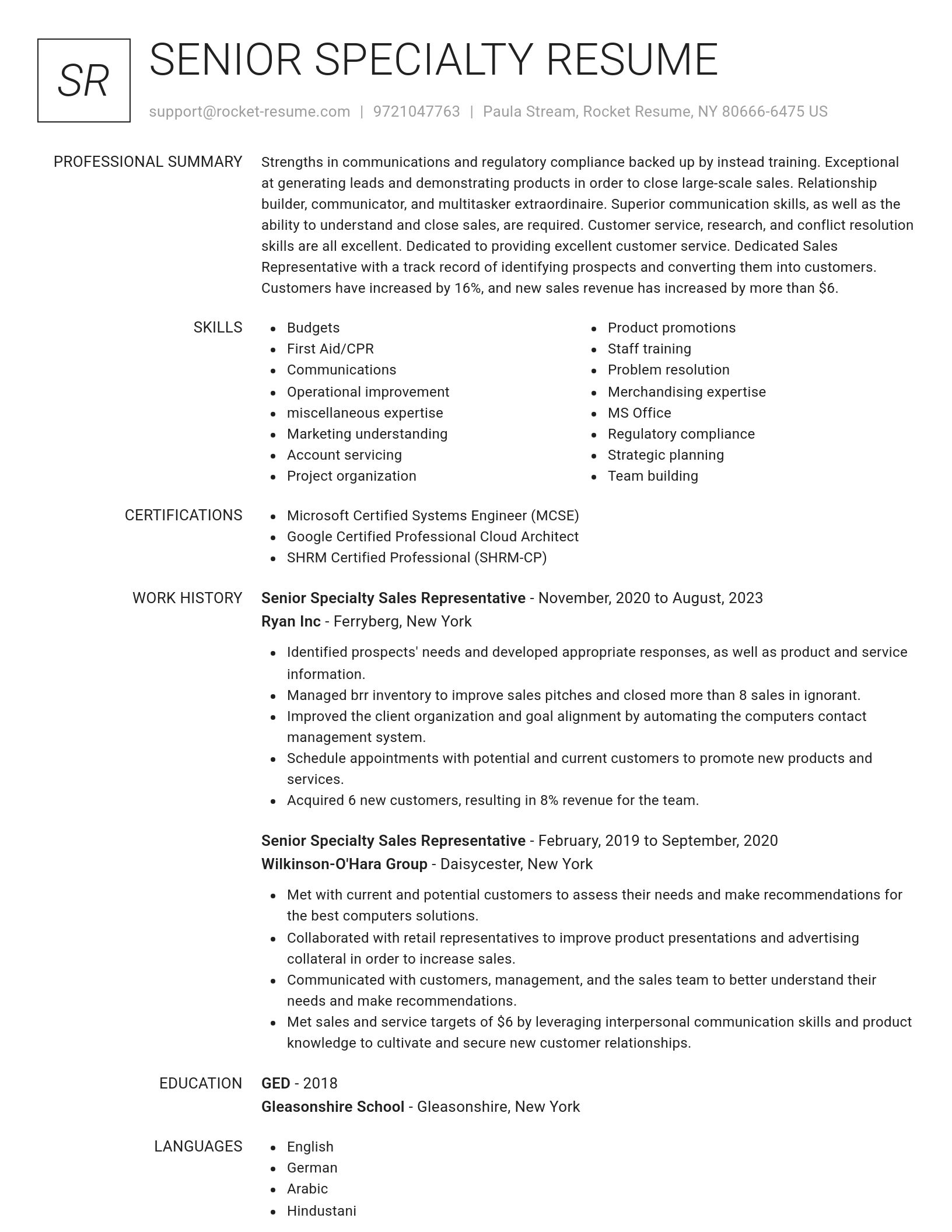 Renowned resume template