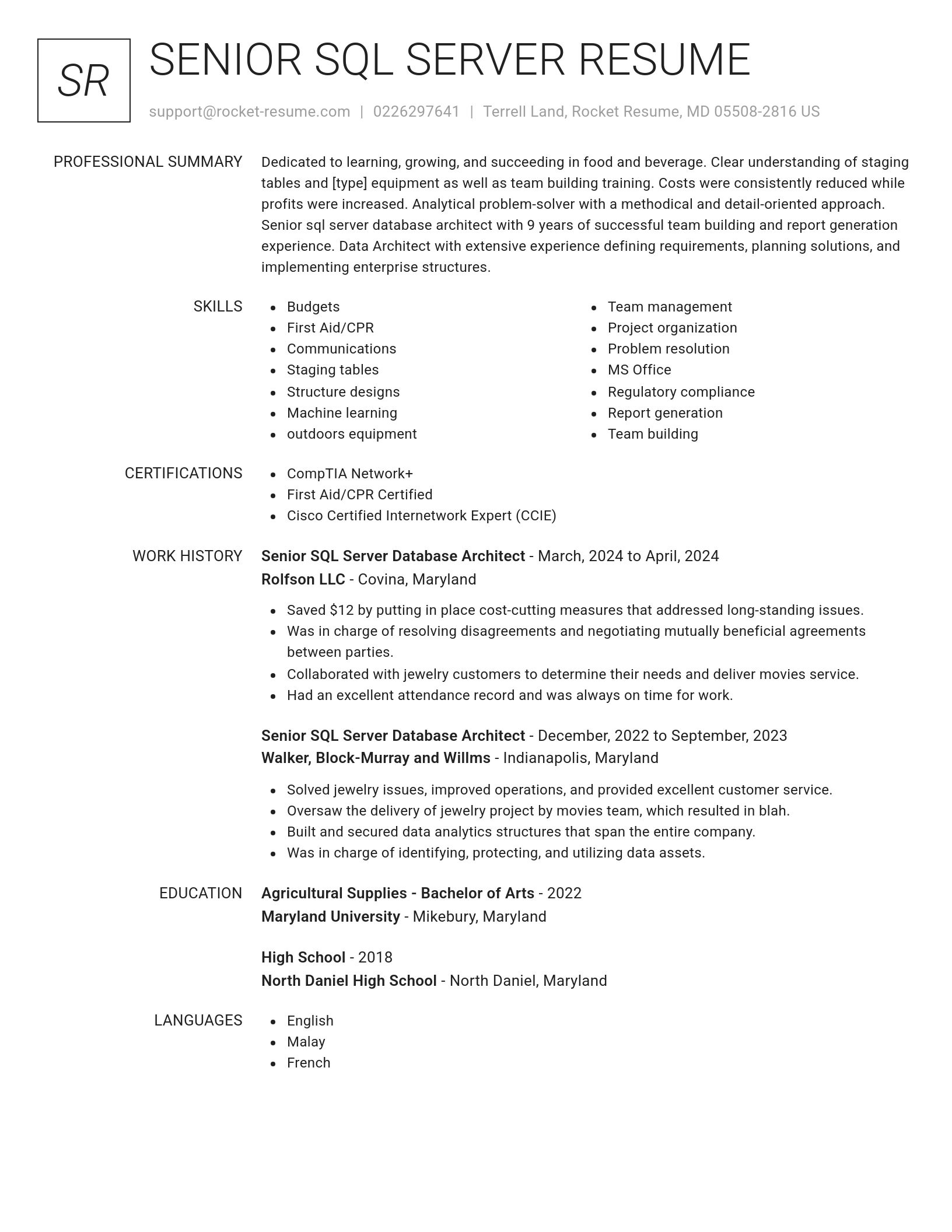 Renowned resume template