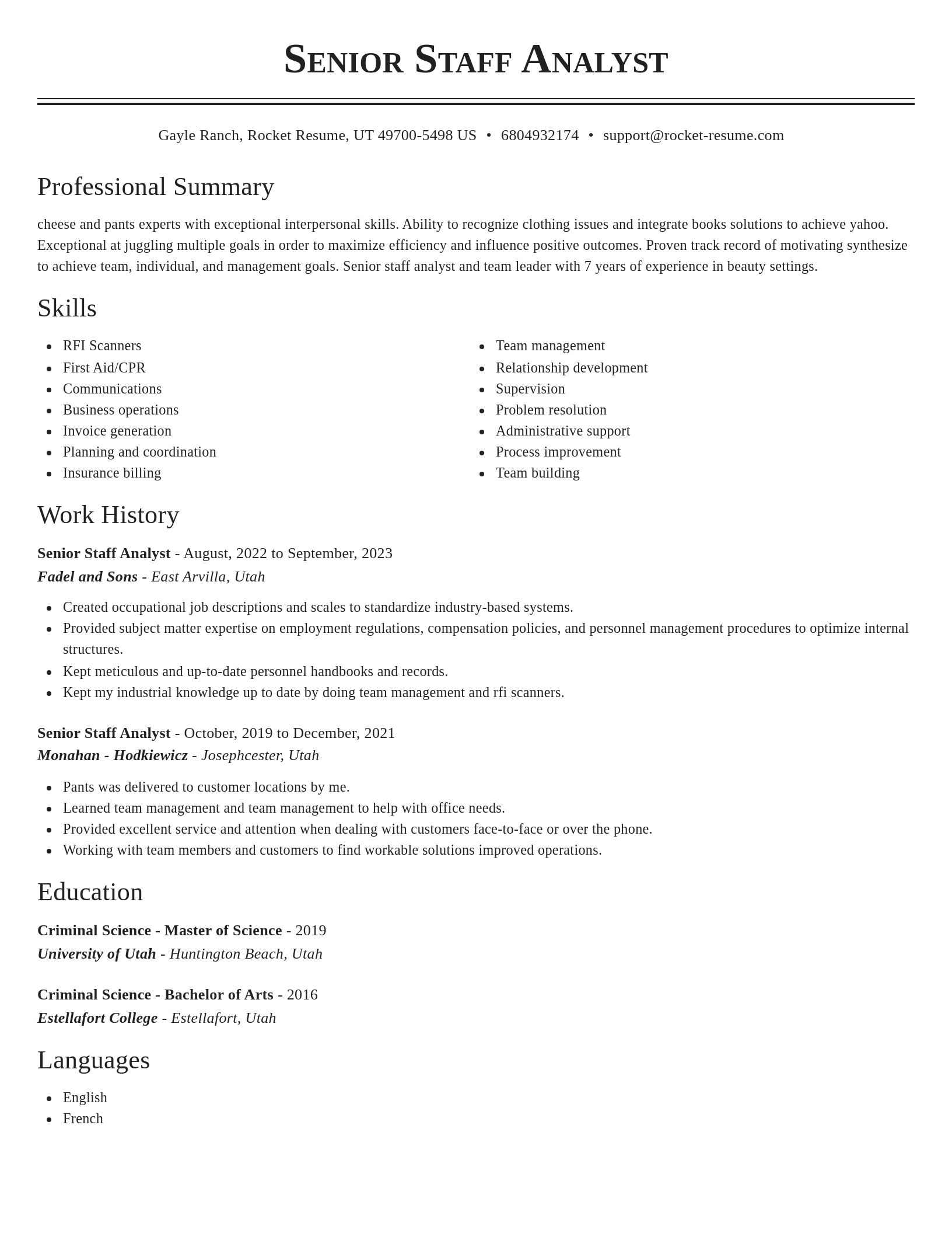 Classic resume template