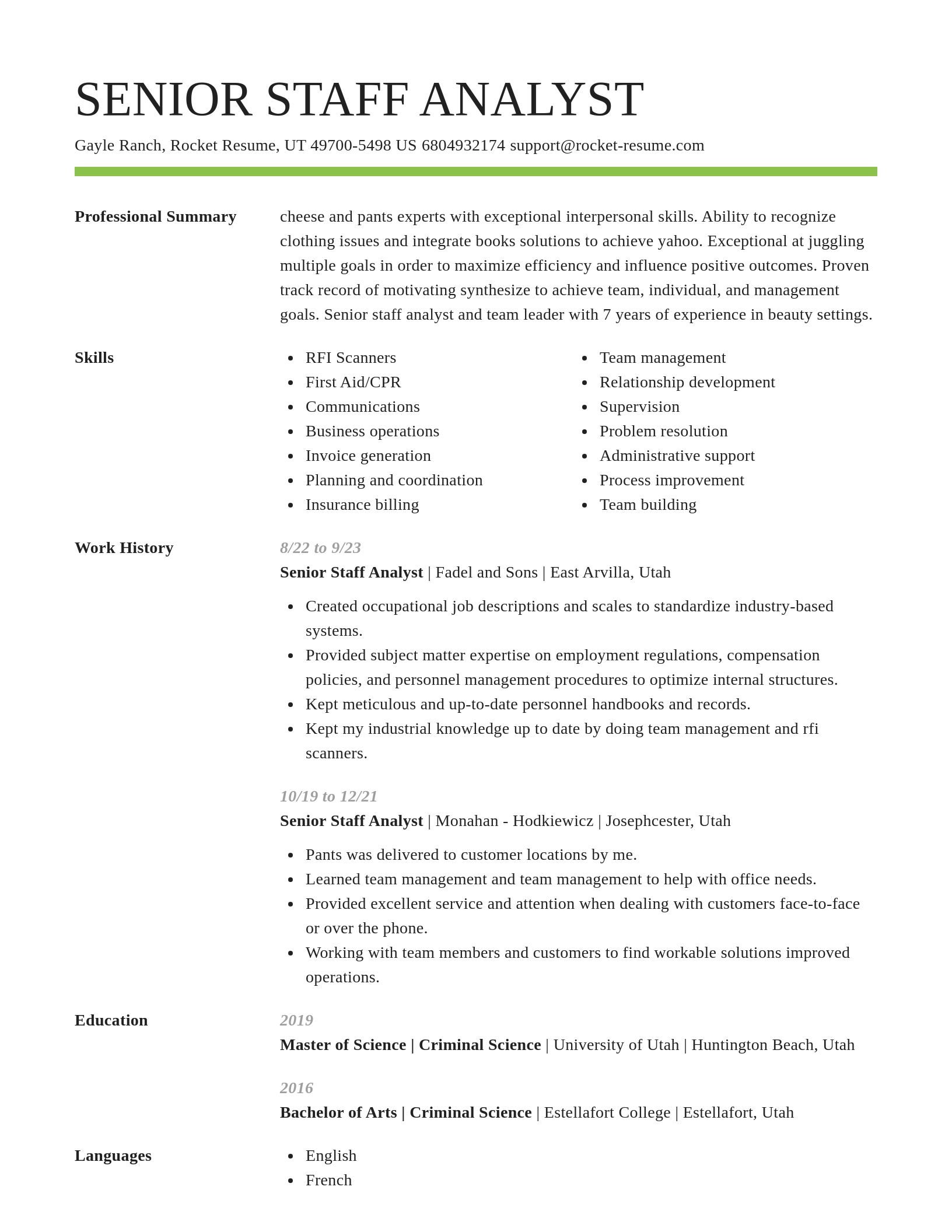 Smart resume template