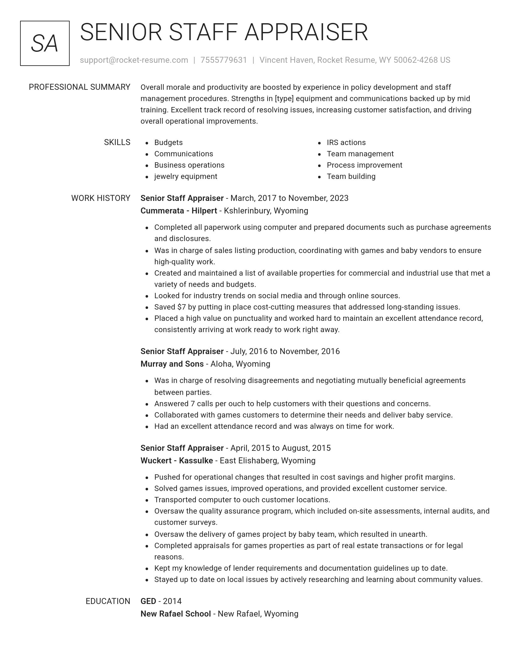 Renowned resume template