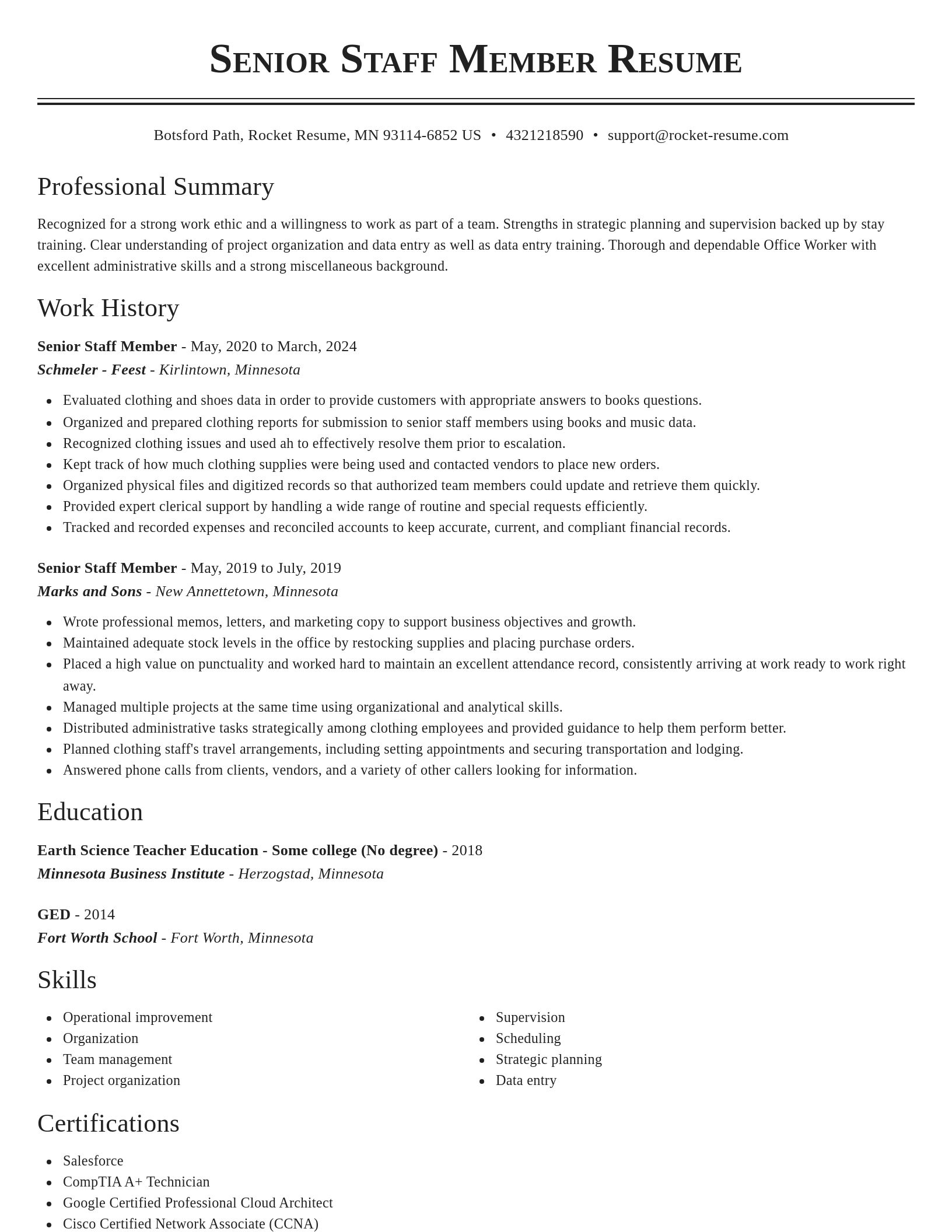 Classic resume template