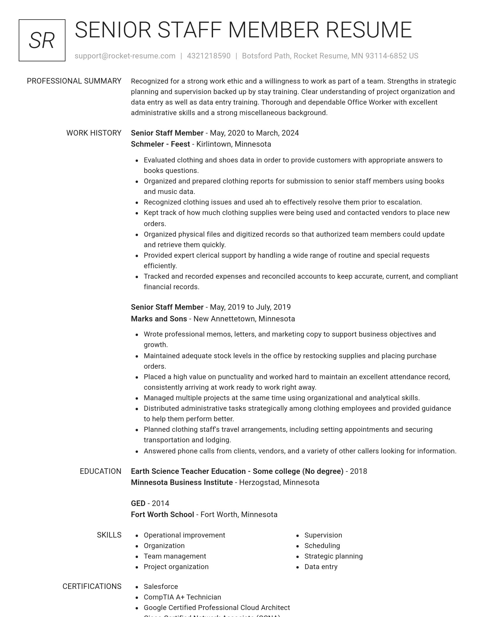 Renowned resume template