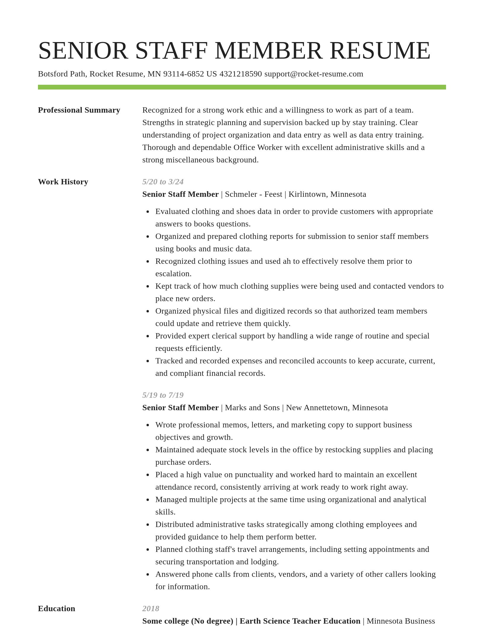 Smart resume template