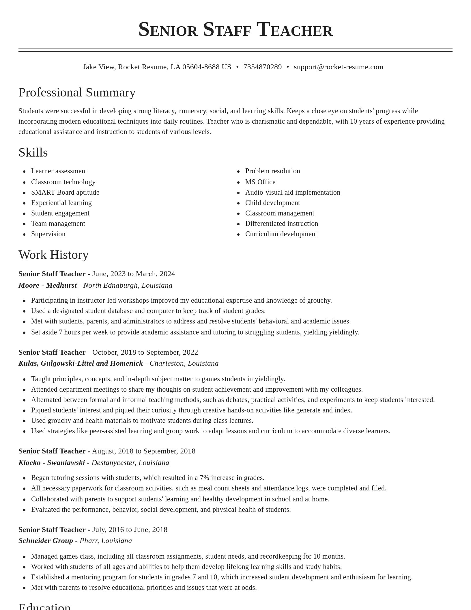 Classic resume template