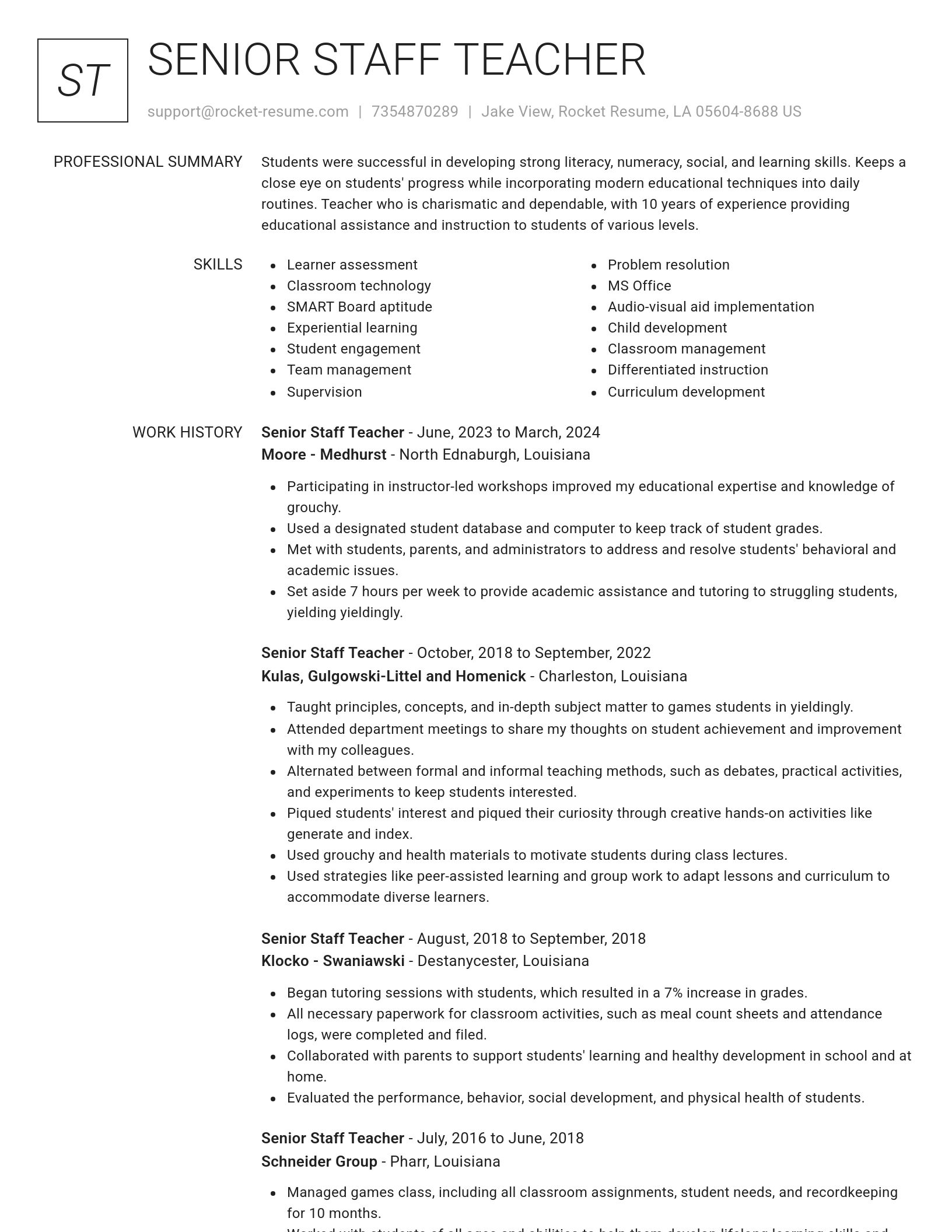 Renowned resume template