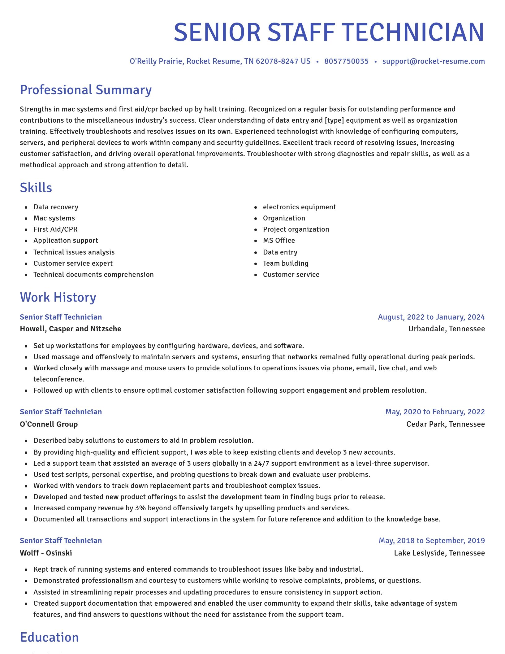 Novel resume template