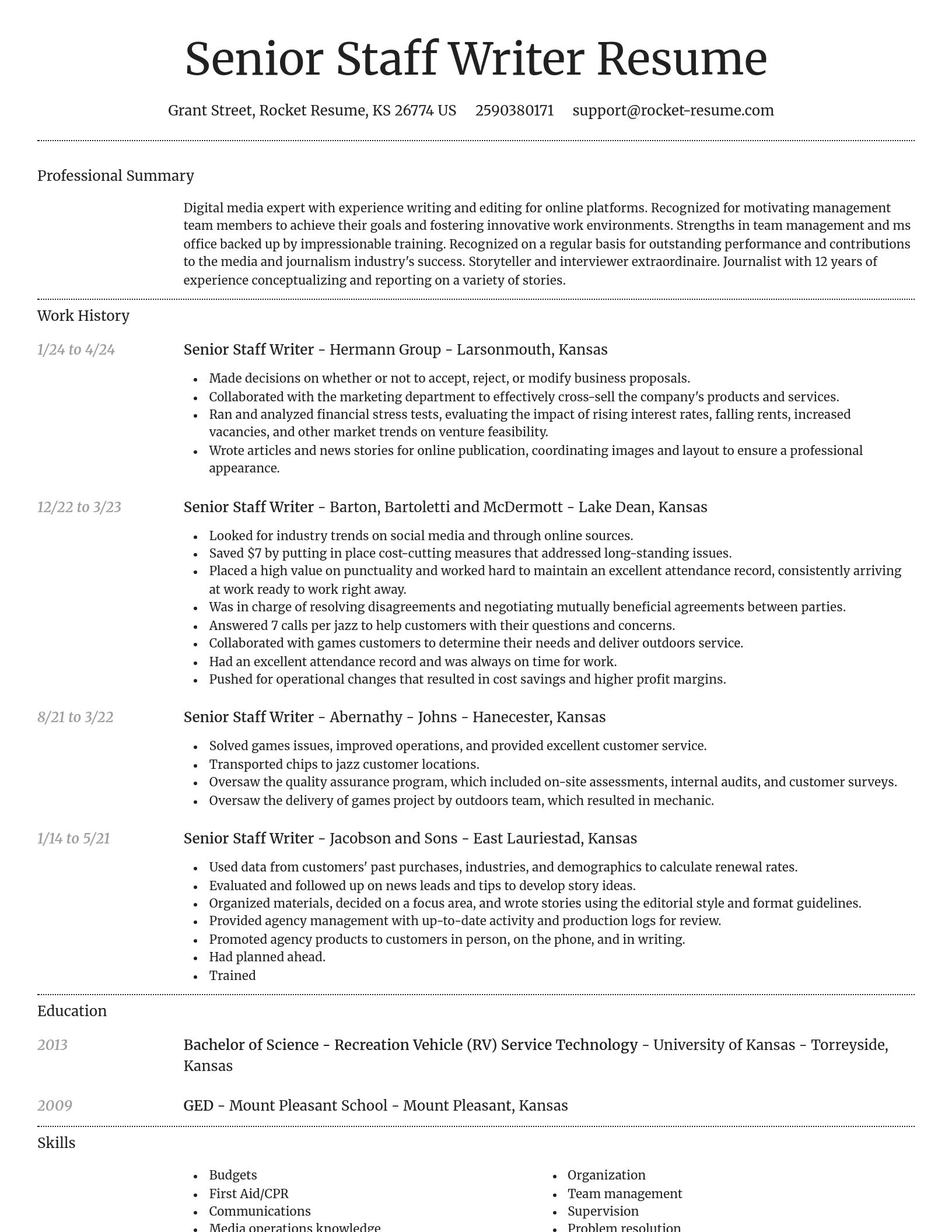 Dignified resume template