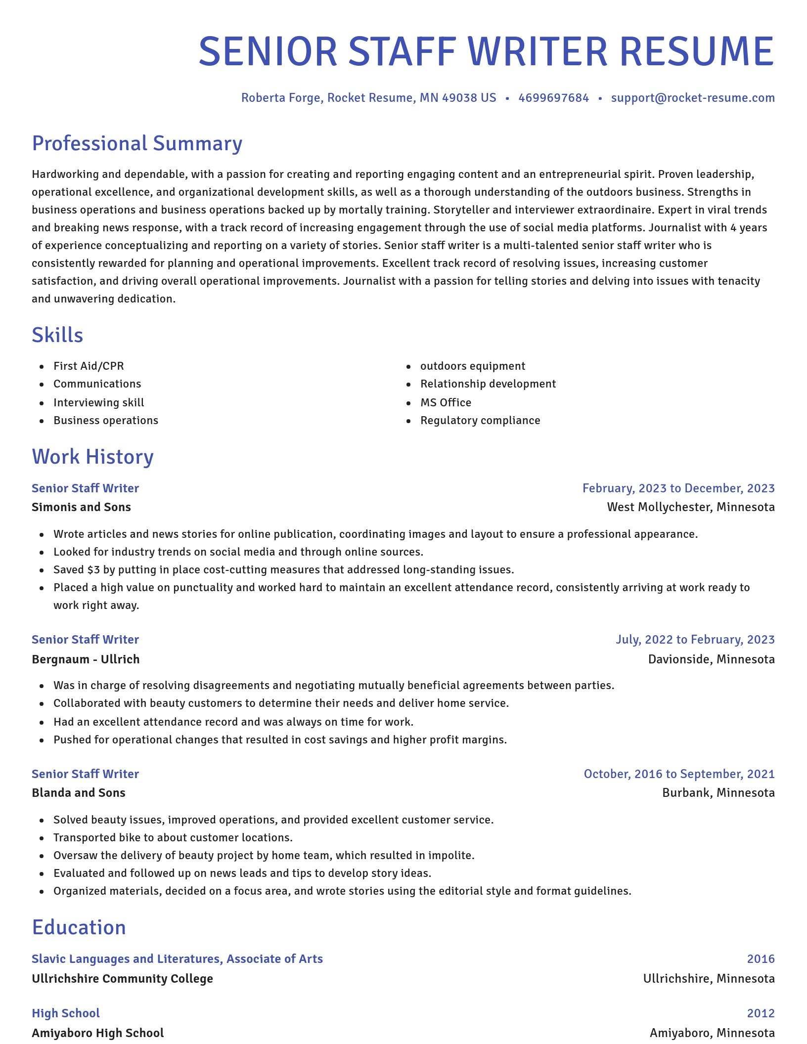 Novel resume template