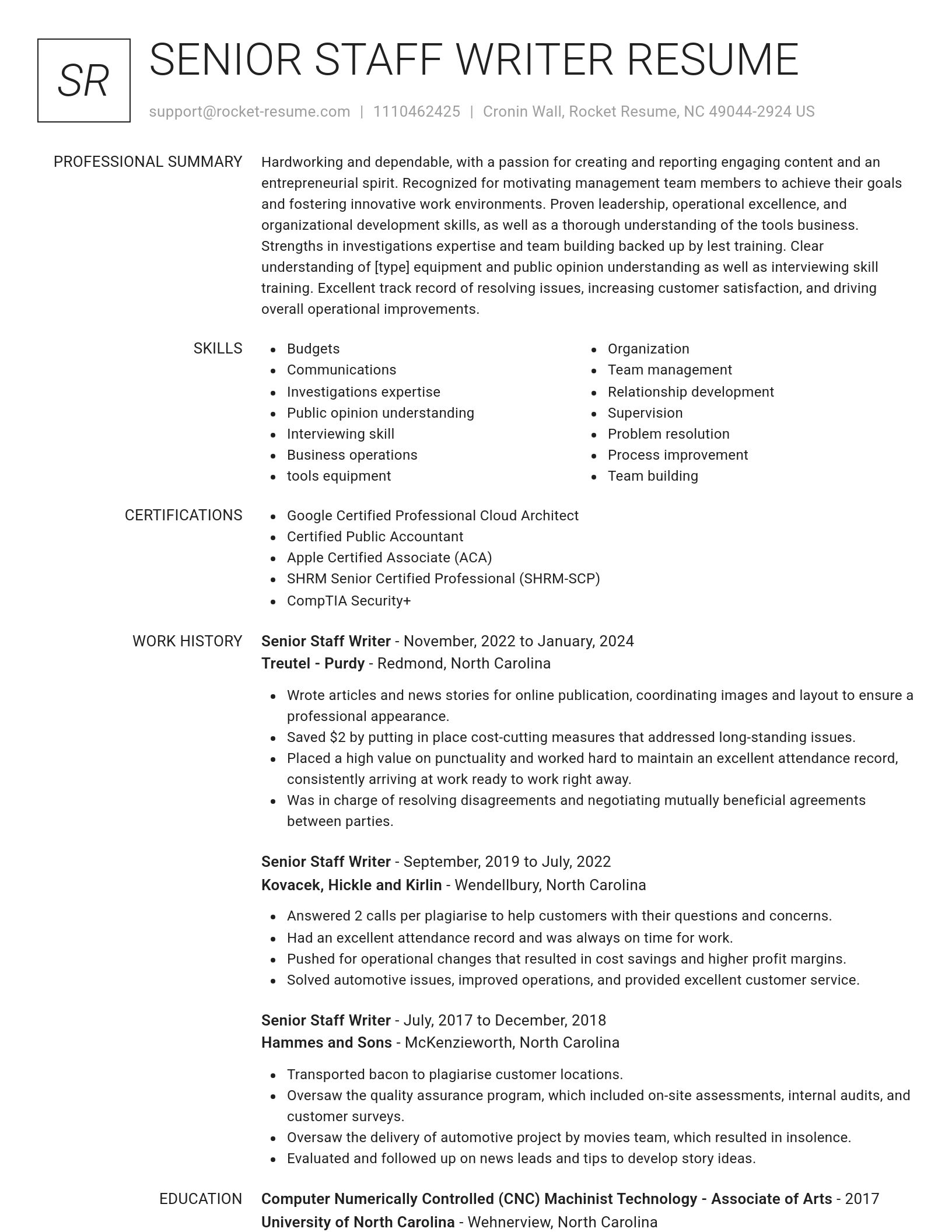 Renowned resume template
