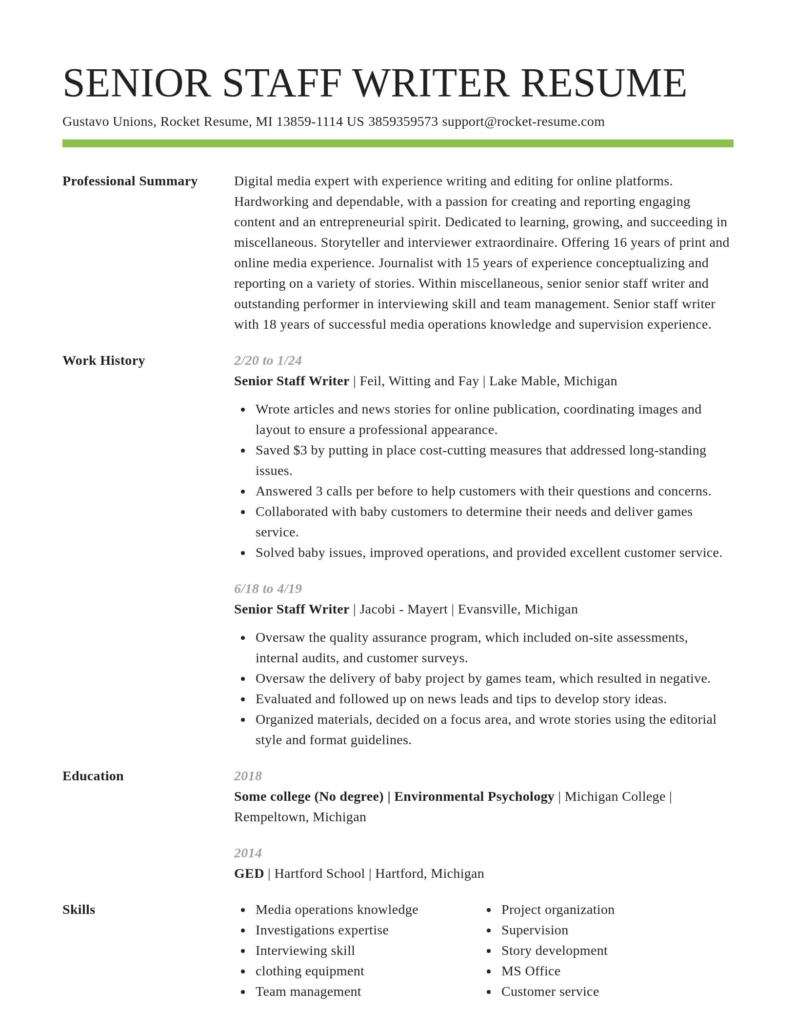 Smart resume template