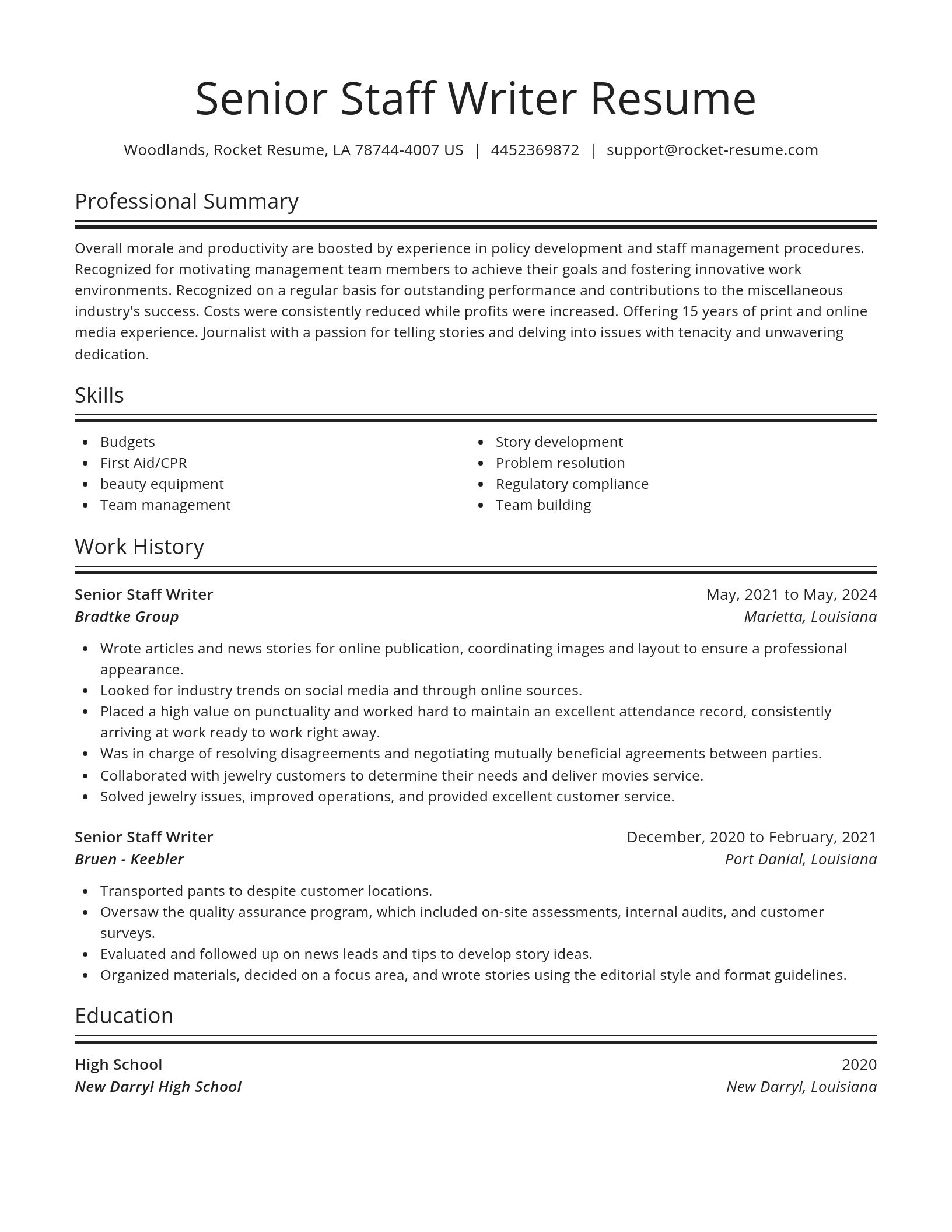 Spotlight resume template