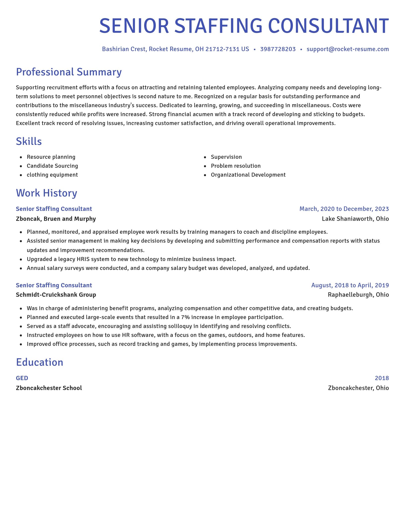 Novel resume template