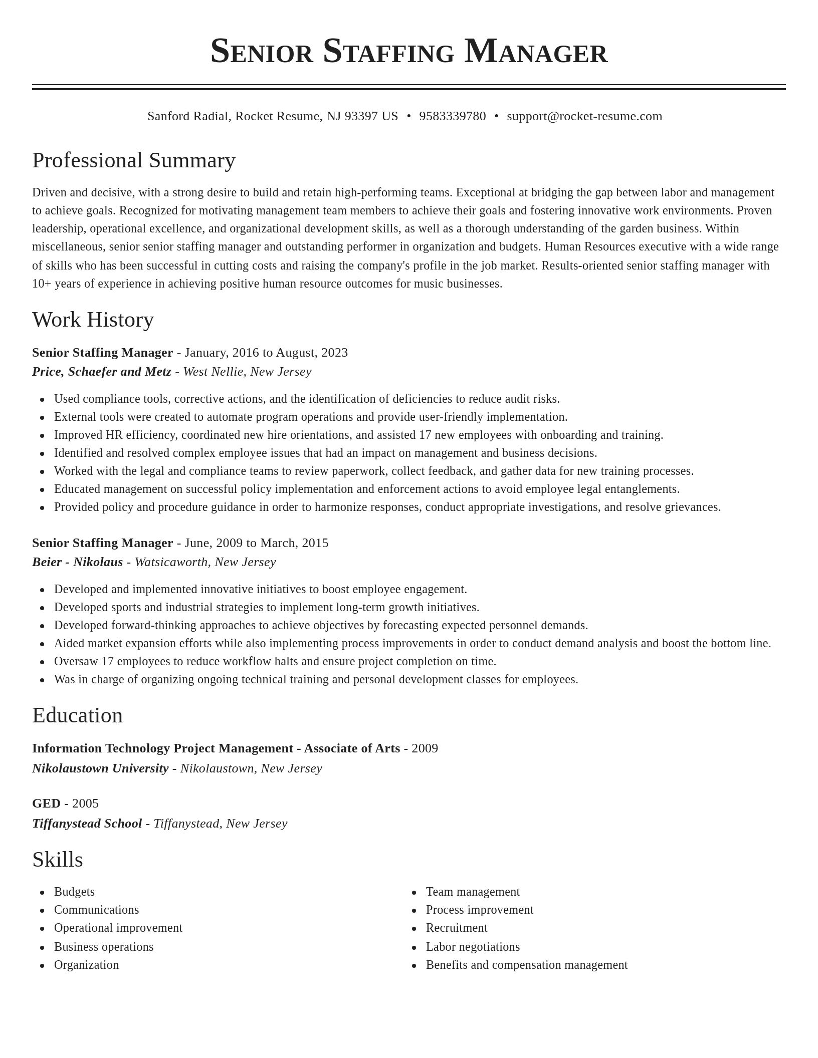 Classic resume template