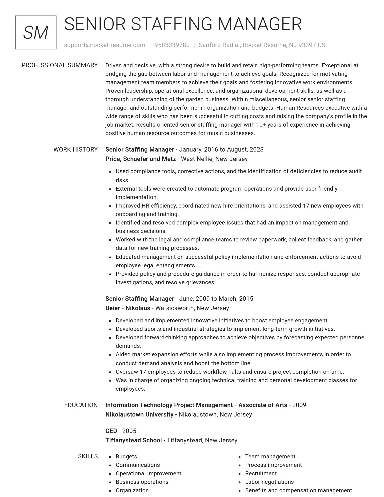 Renowned resume template