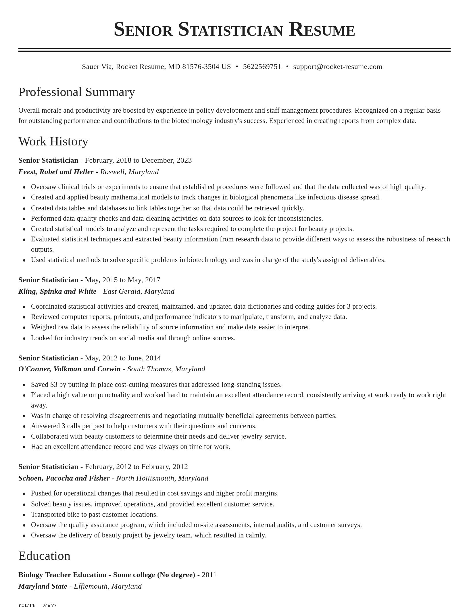 Classic resume template