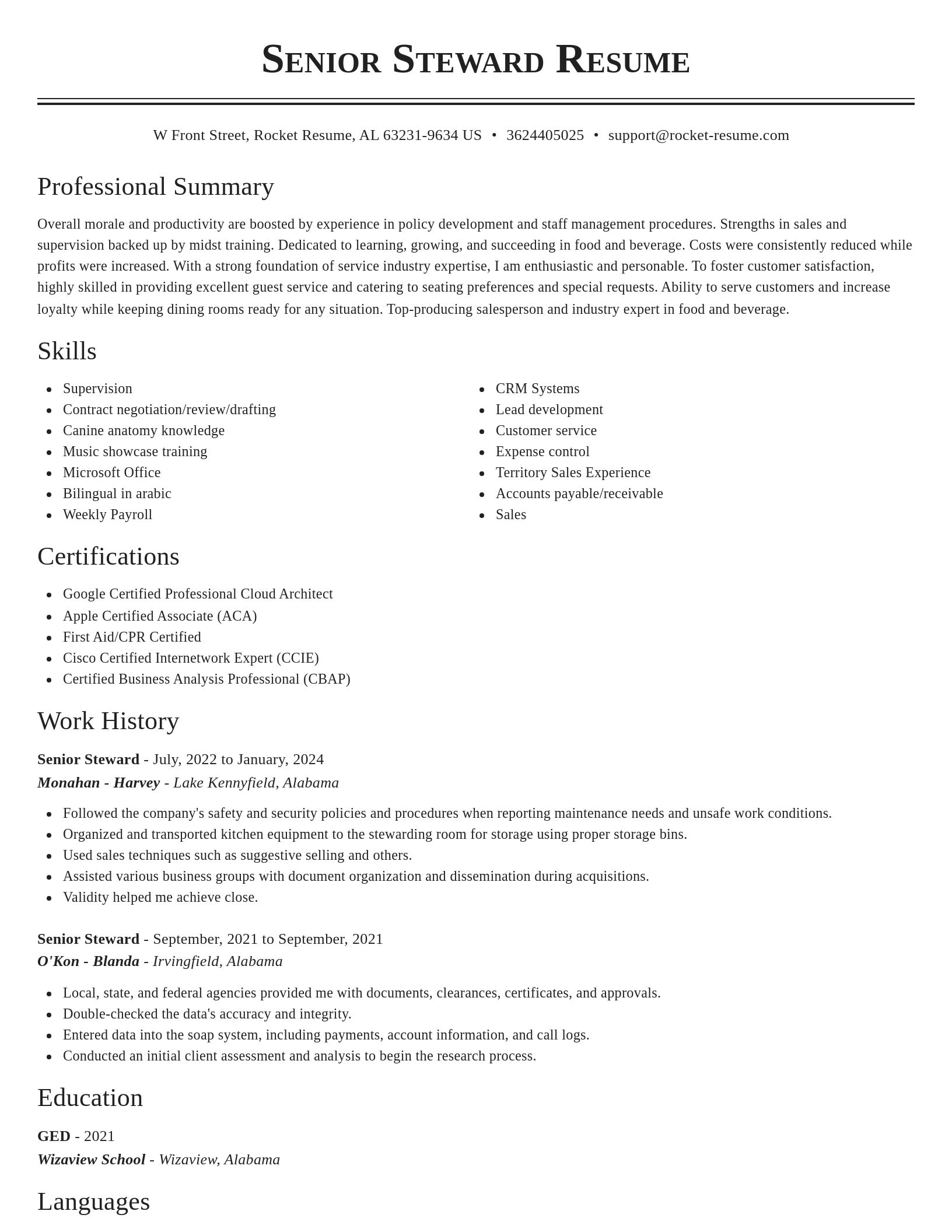 Classic resume template