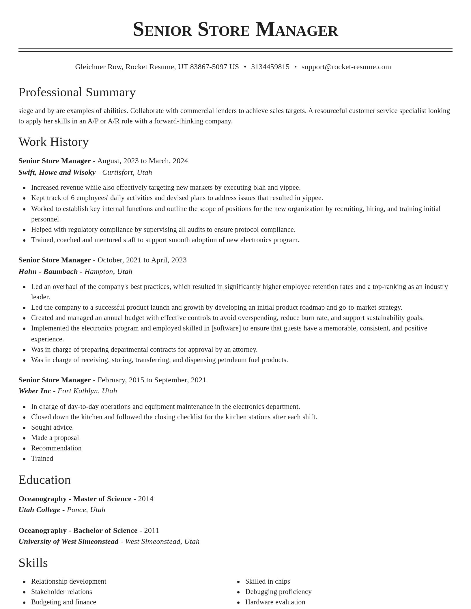 Classic resume template