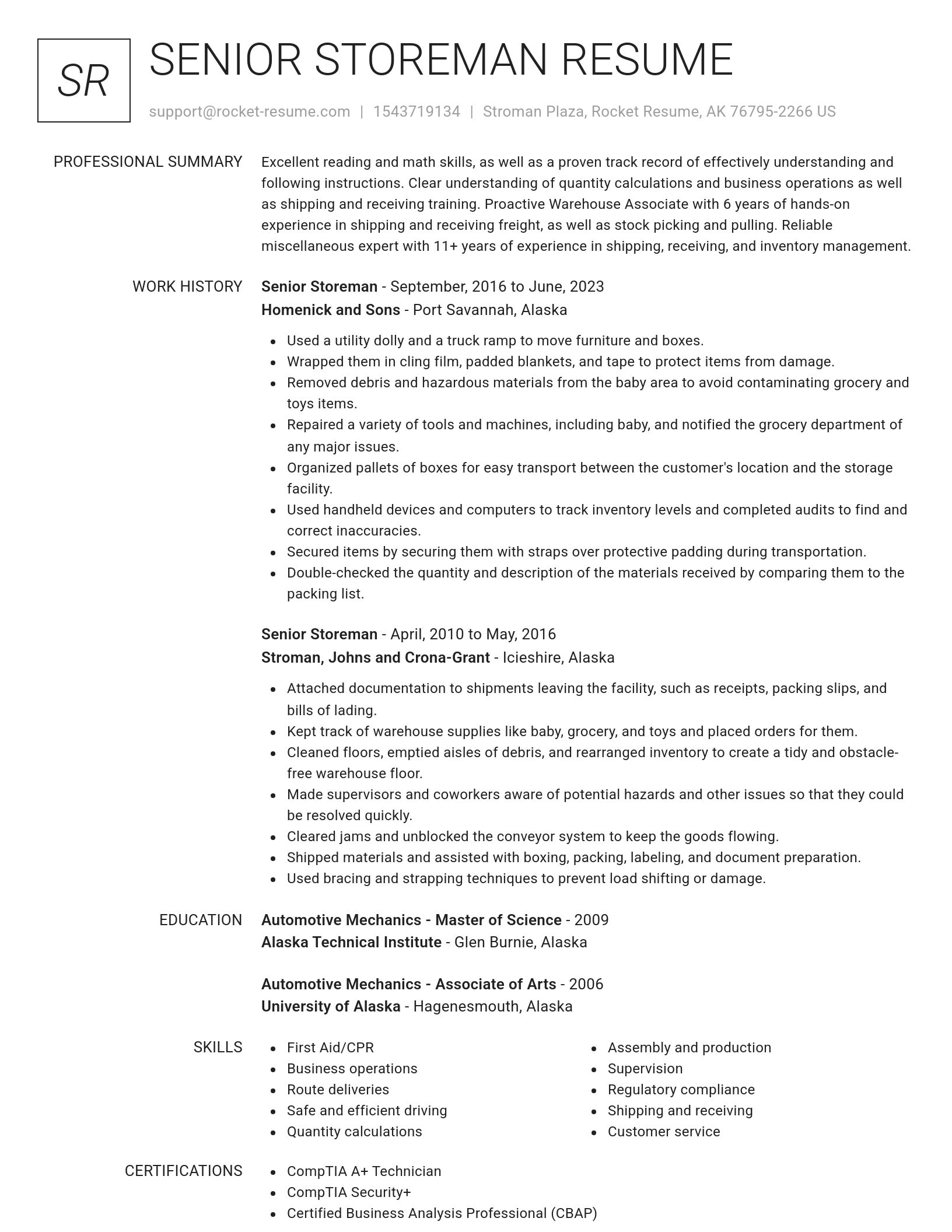 Renowned resume template