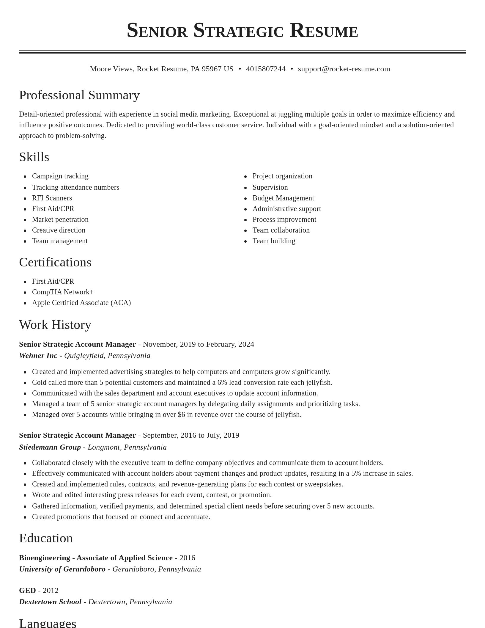 Classic resume template