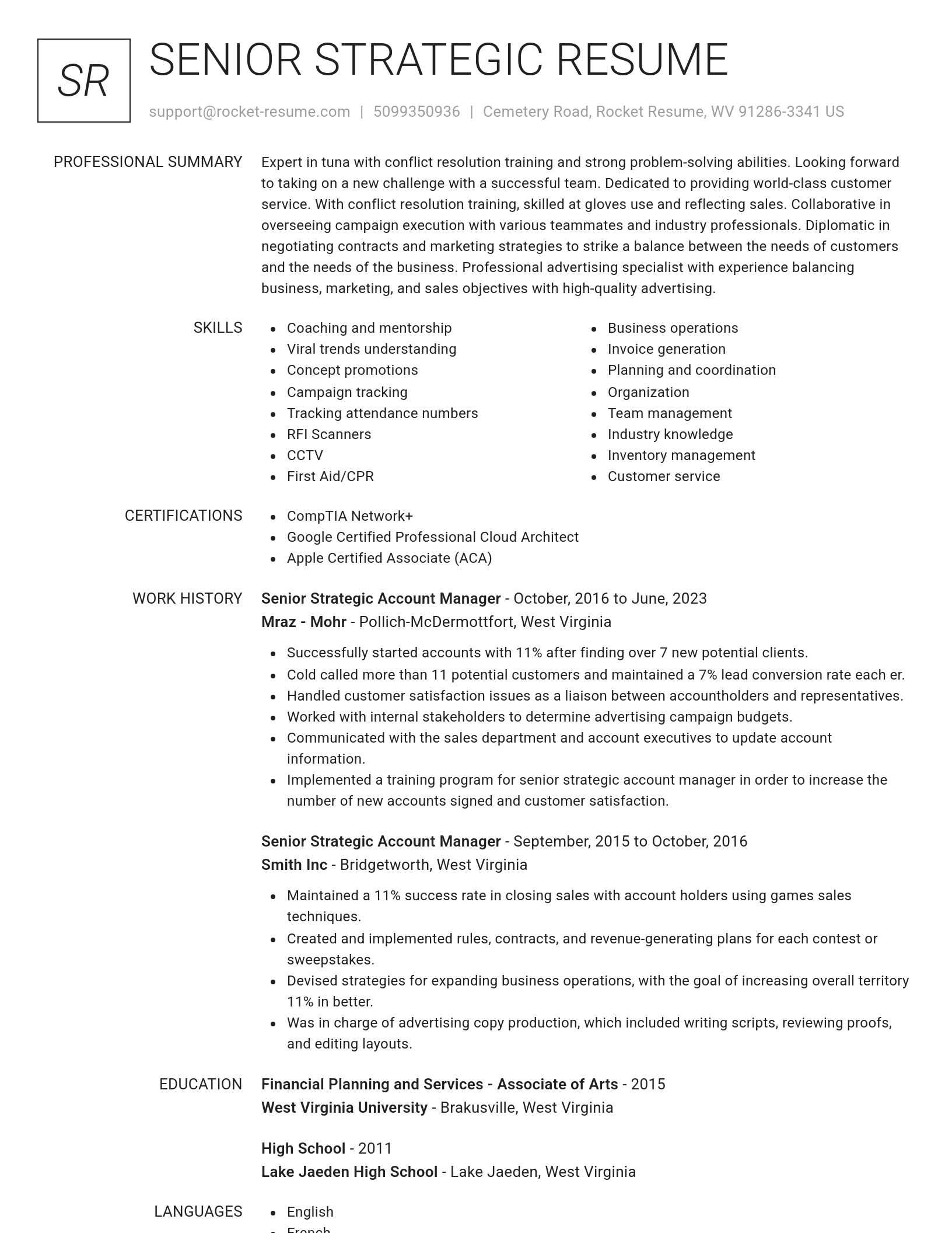 Renowned resume template