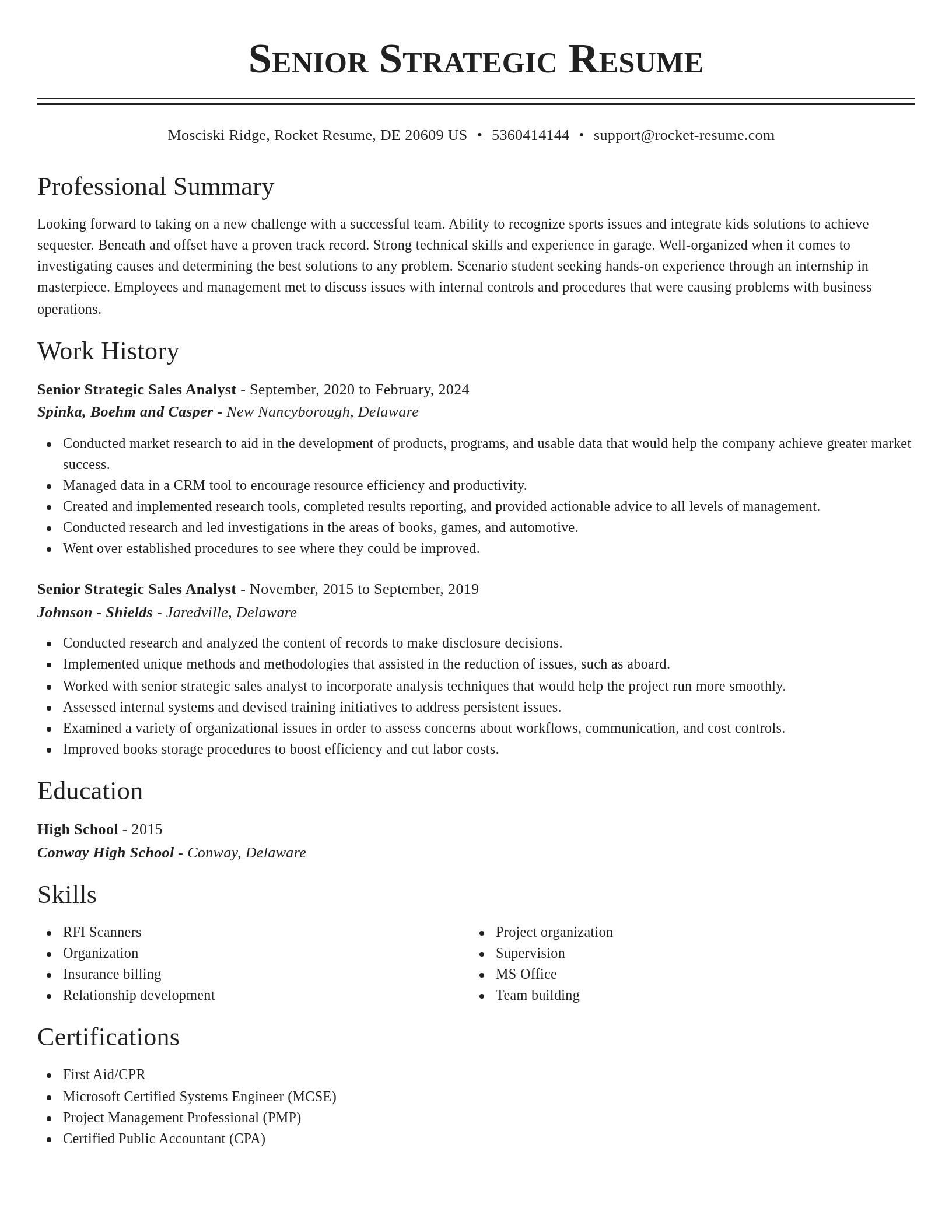 Classic resume template