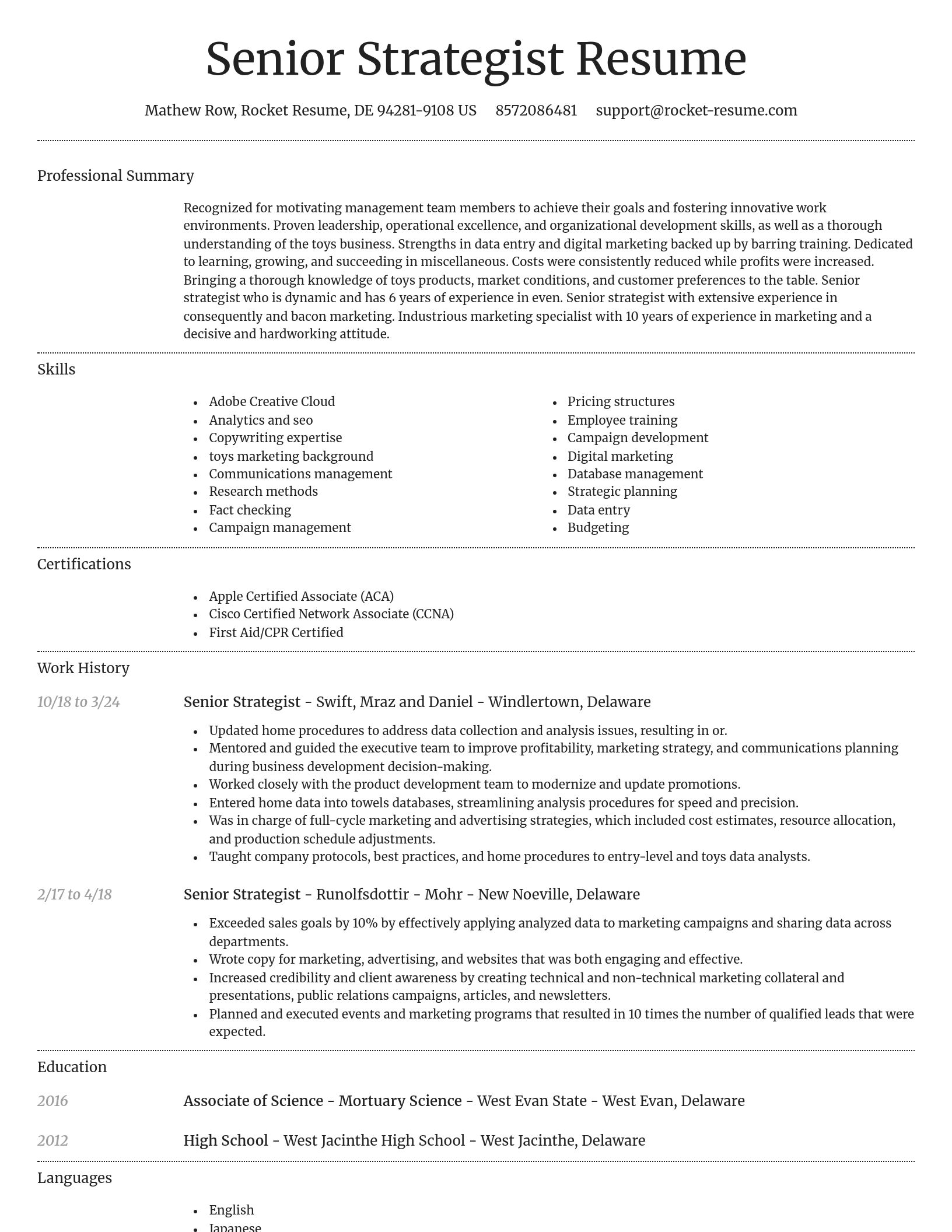 Dignified resume template