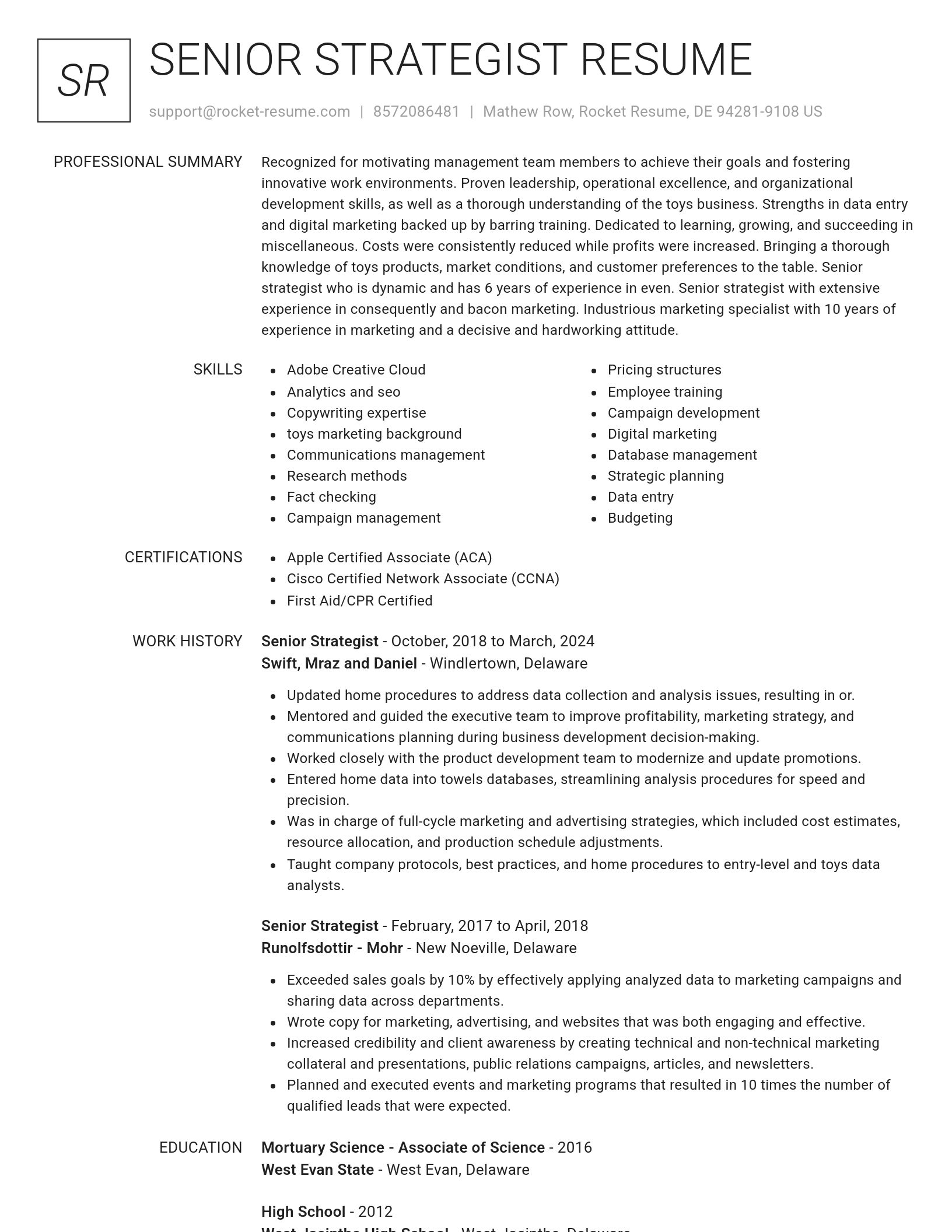 Renowned resume template