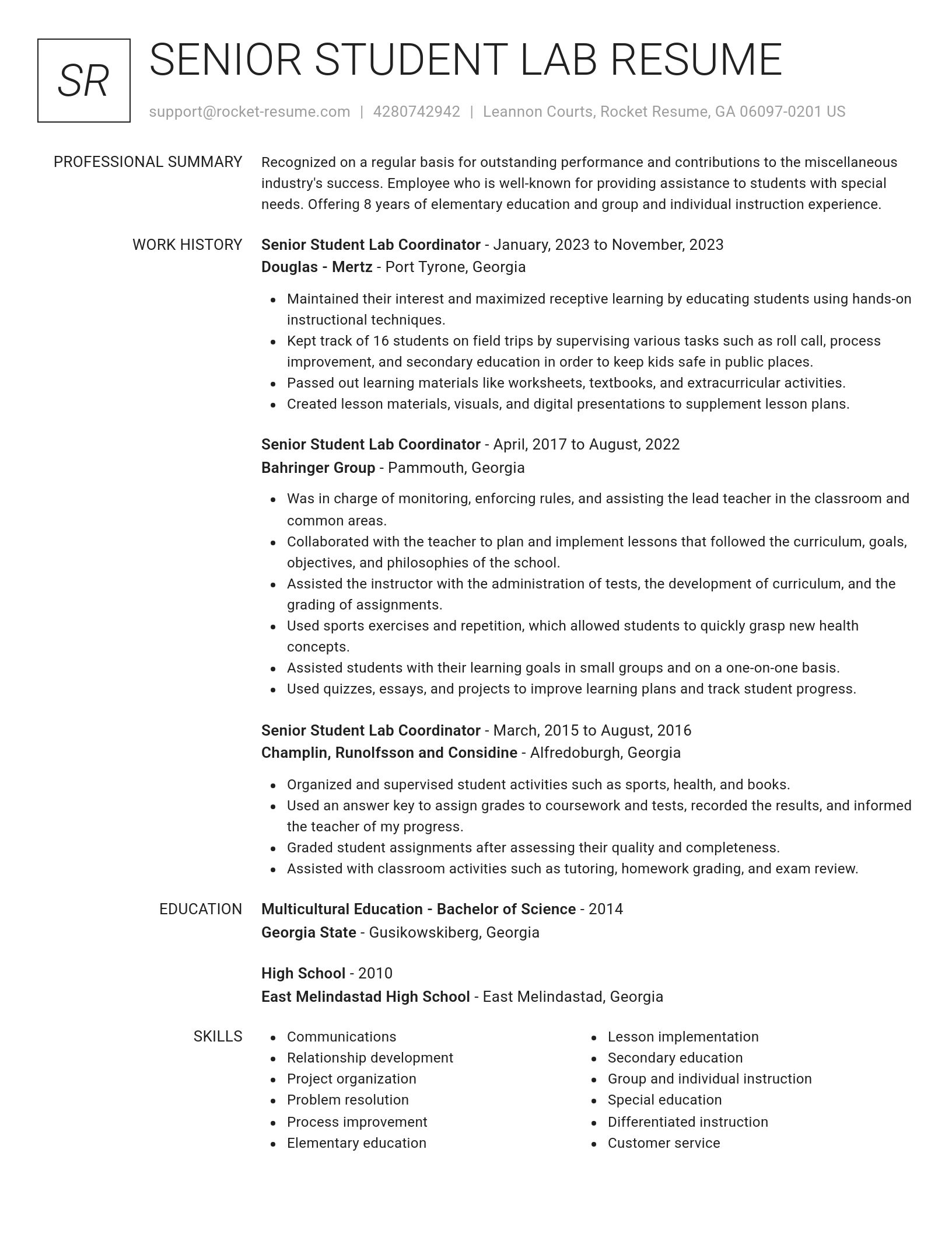 Renowned resume template
