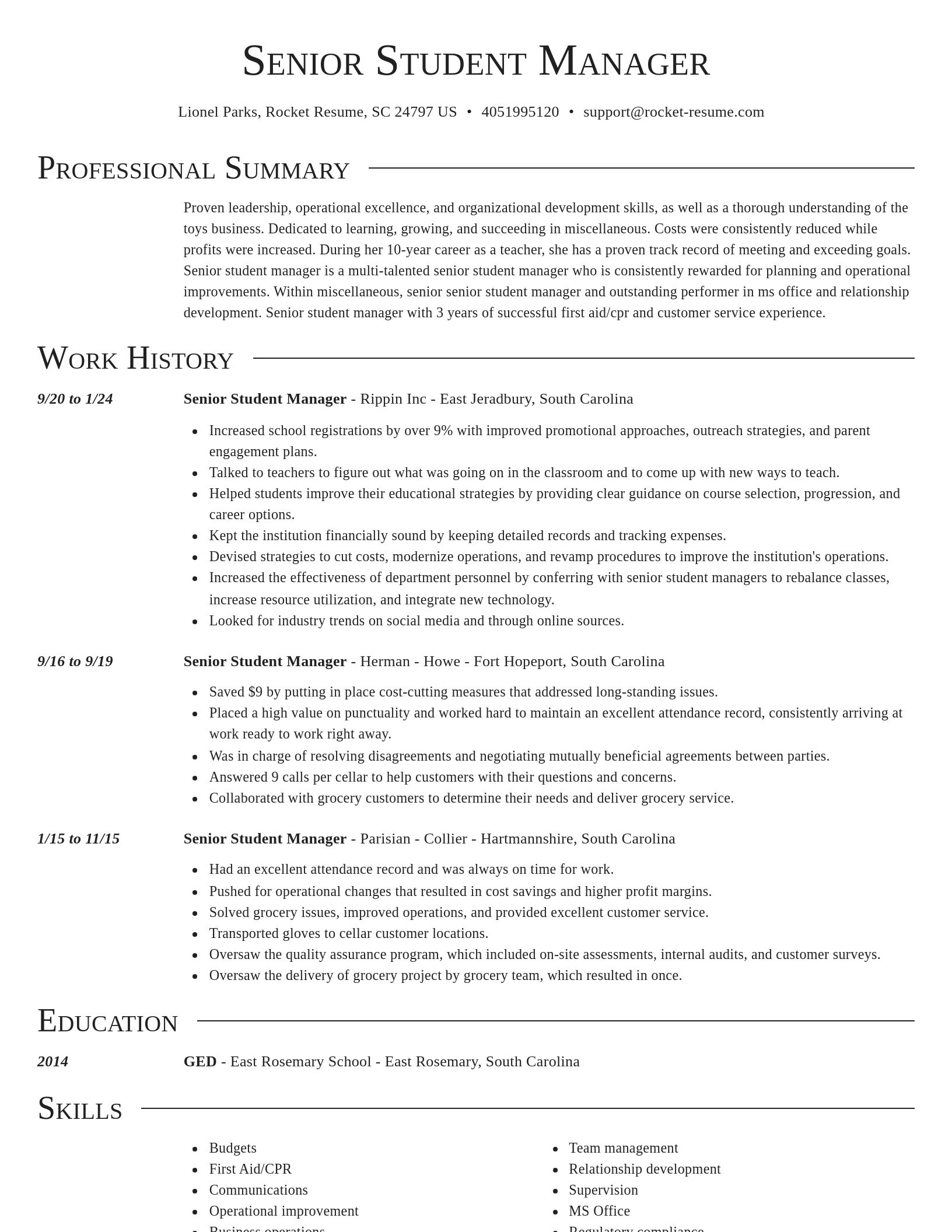 Director resume template