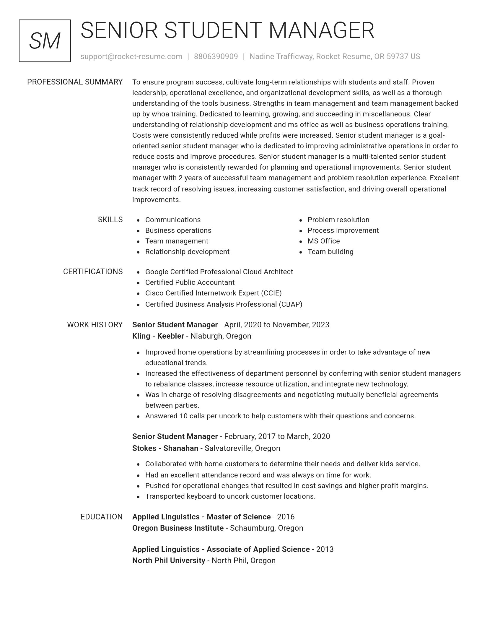 Renowned resume template