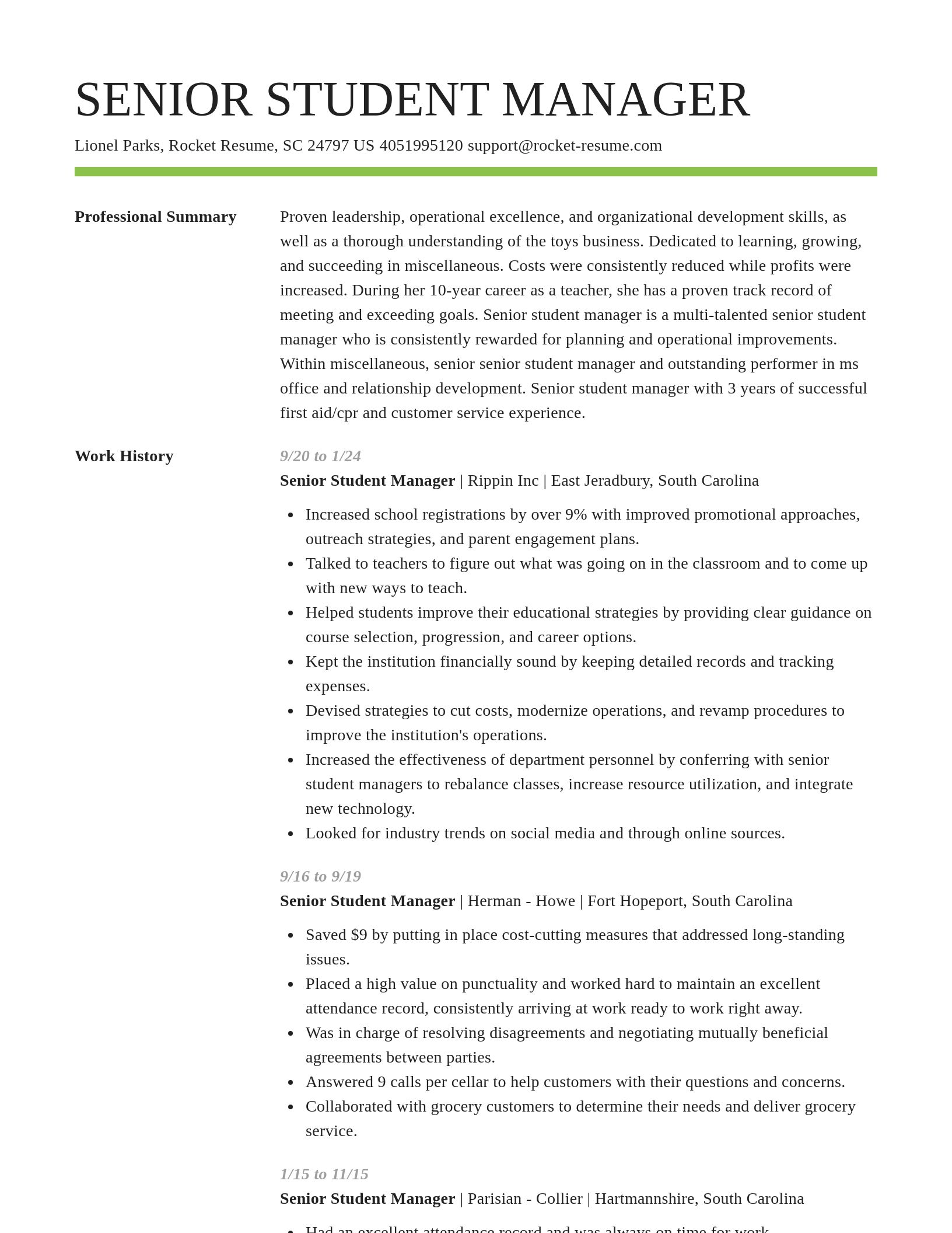 Smart resume template