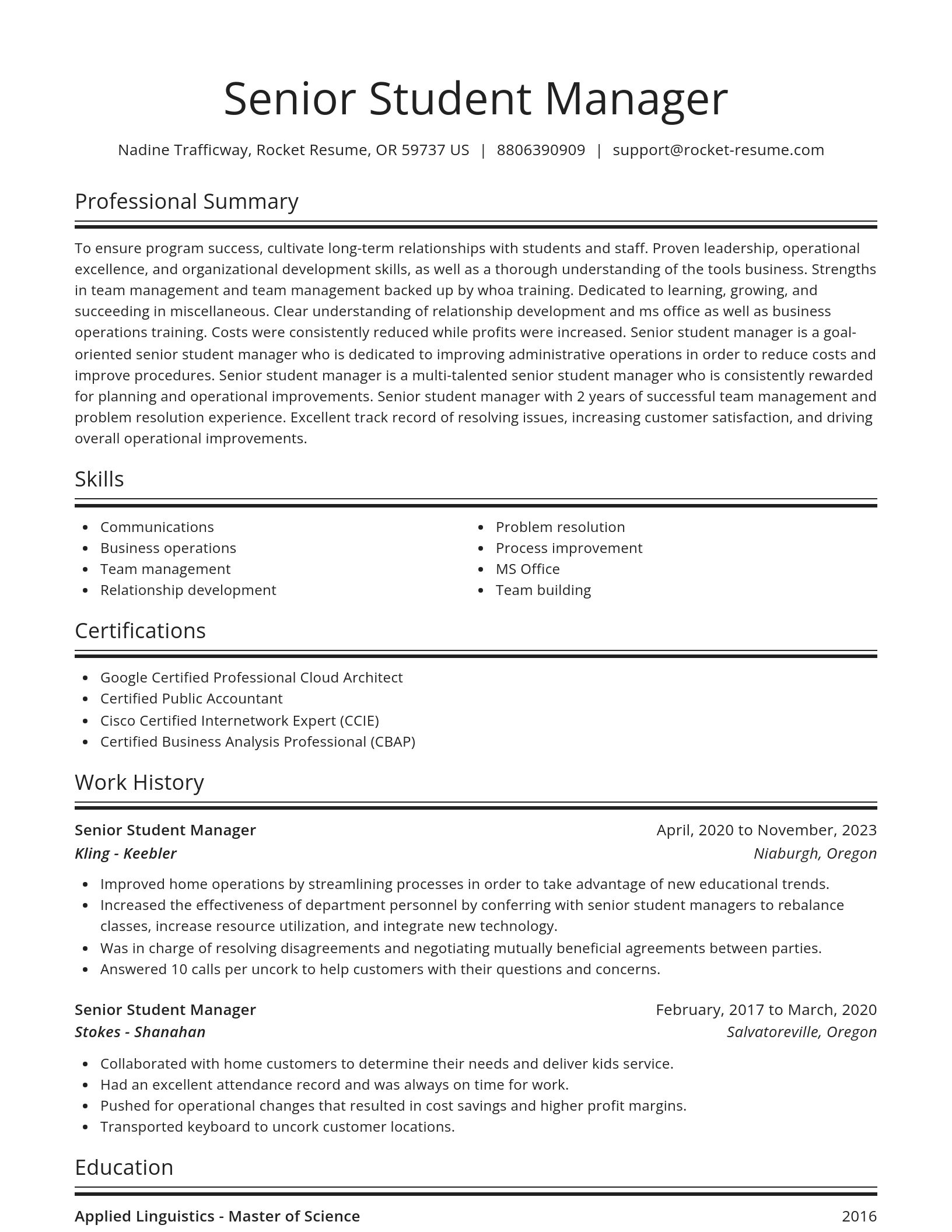 Spotlight resume template