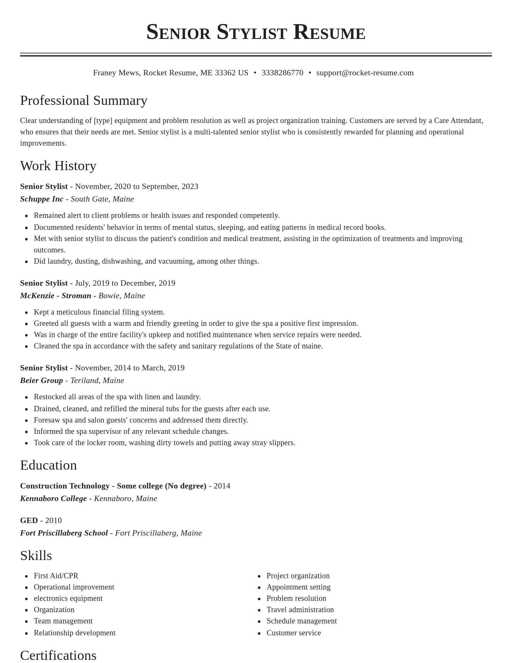 Classic resume template