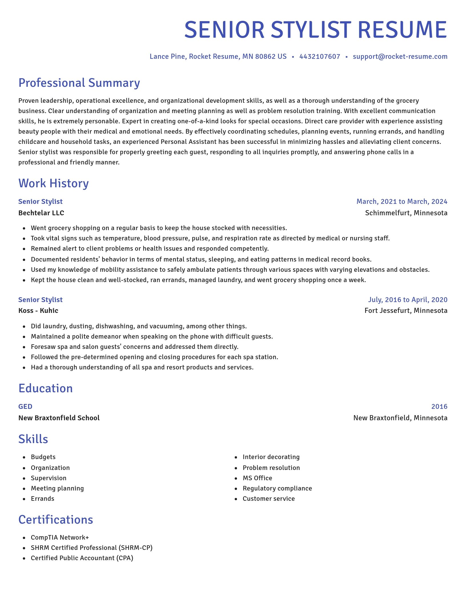 Novel resume template