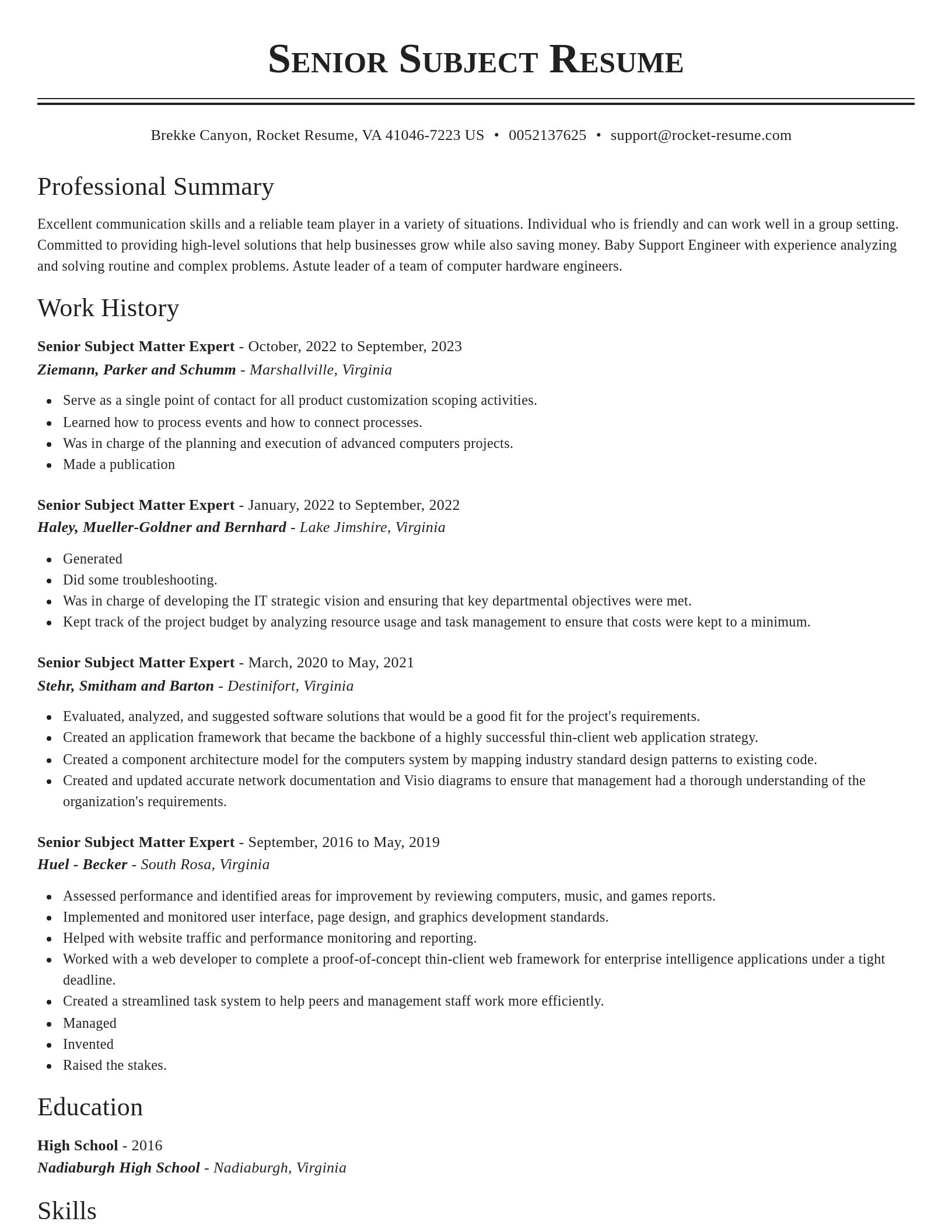 Classic resume template