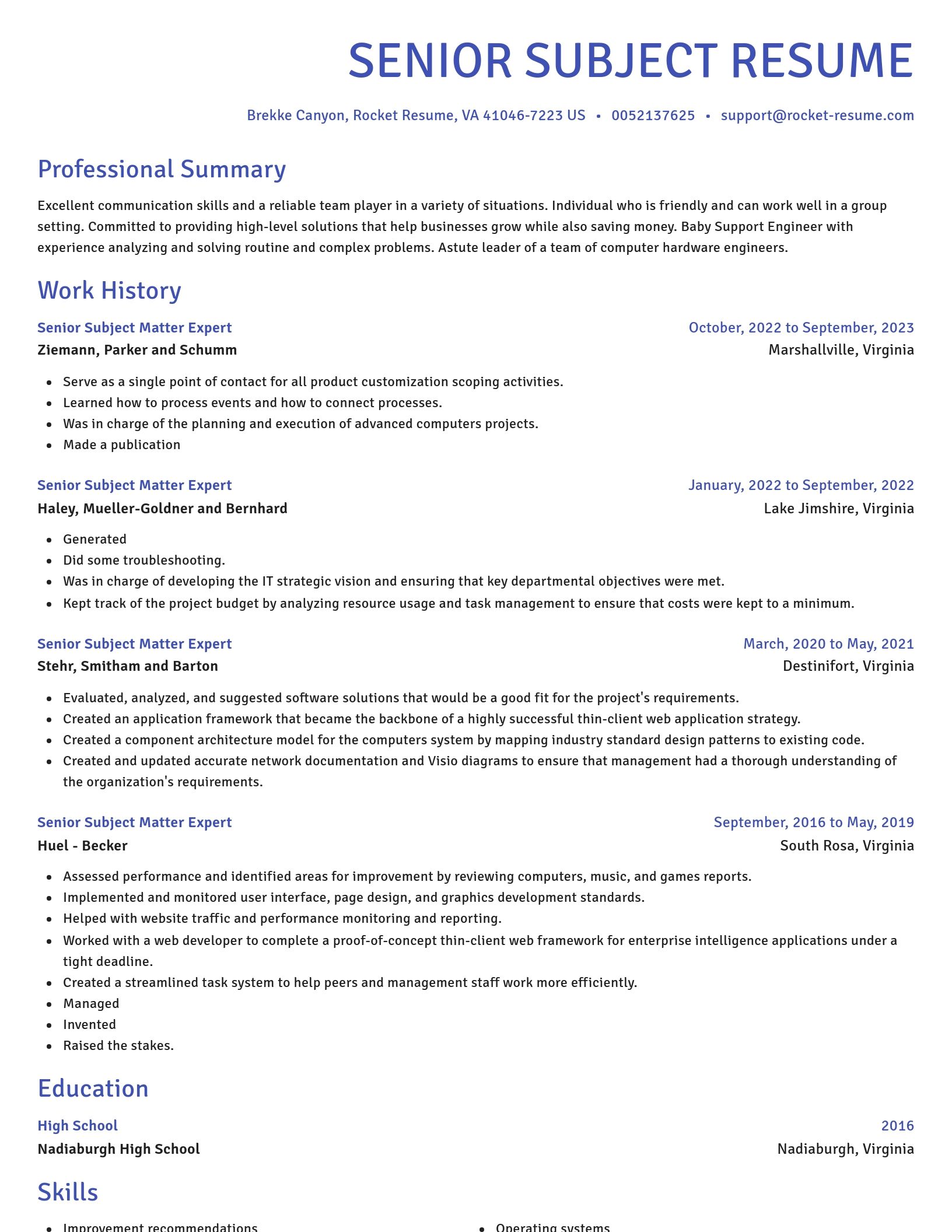 Novel resume template