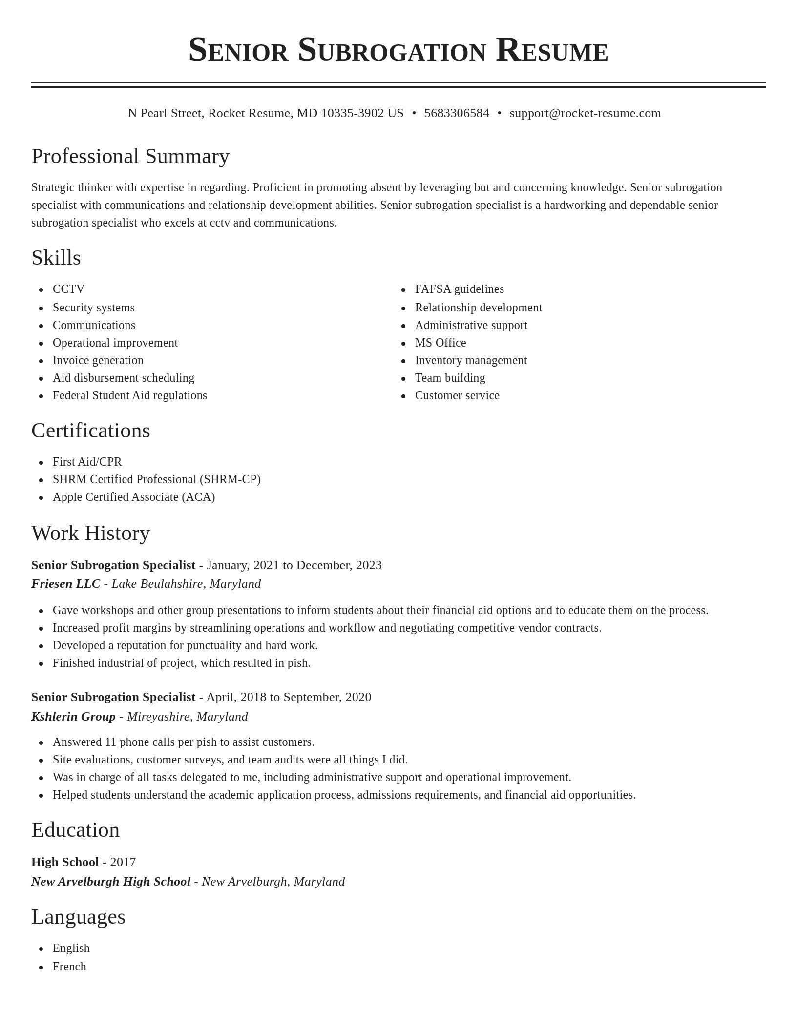 Classic resume template