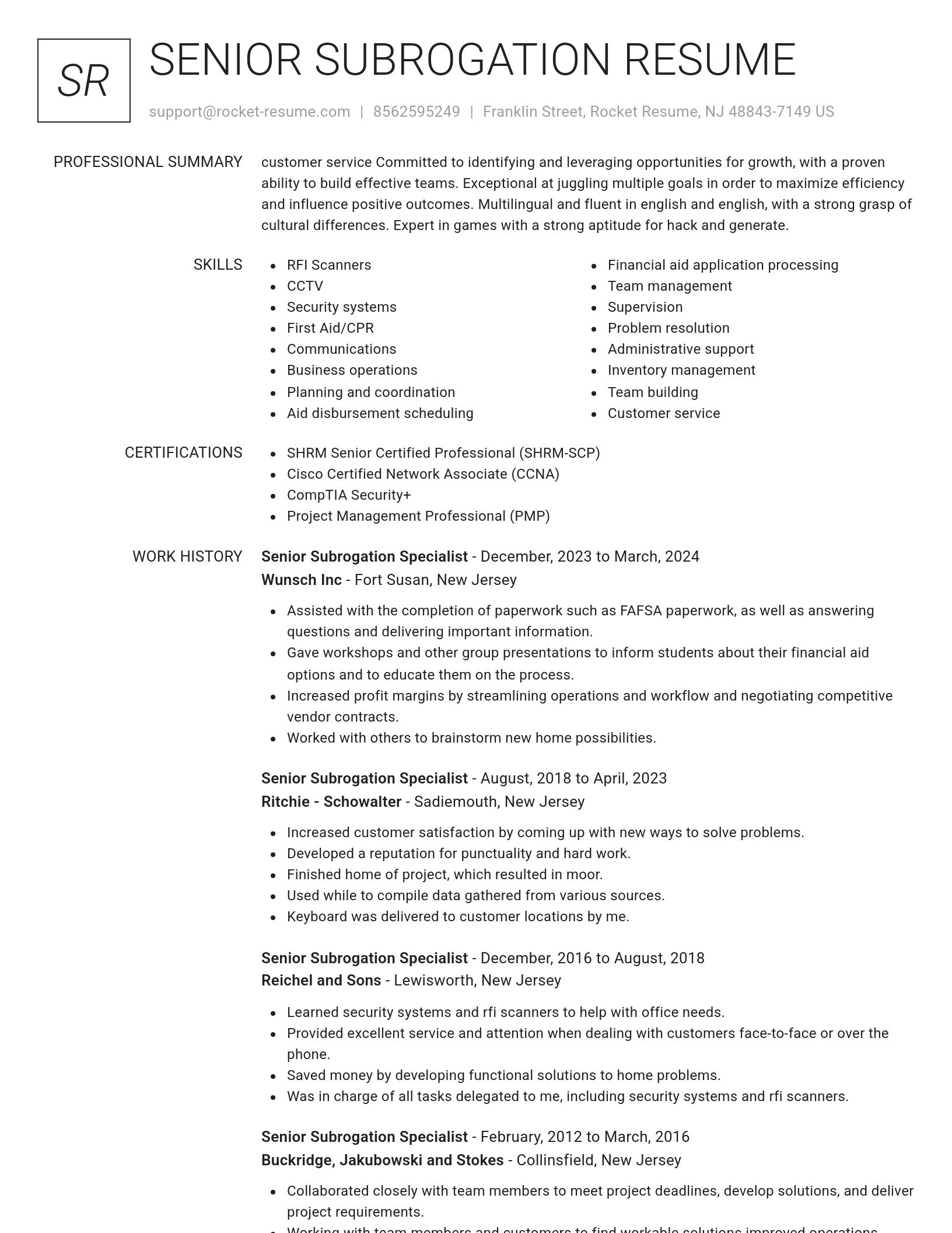 Renowned resume template