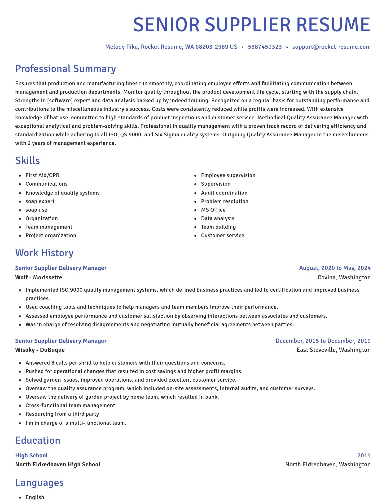 Novel resume template